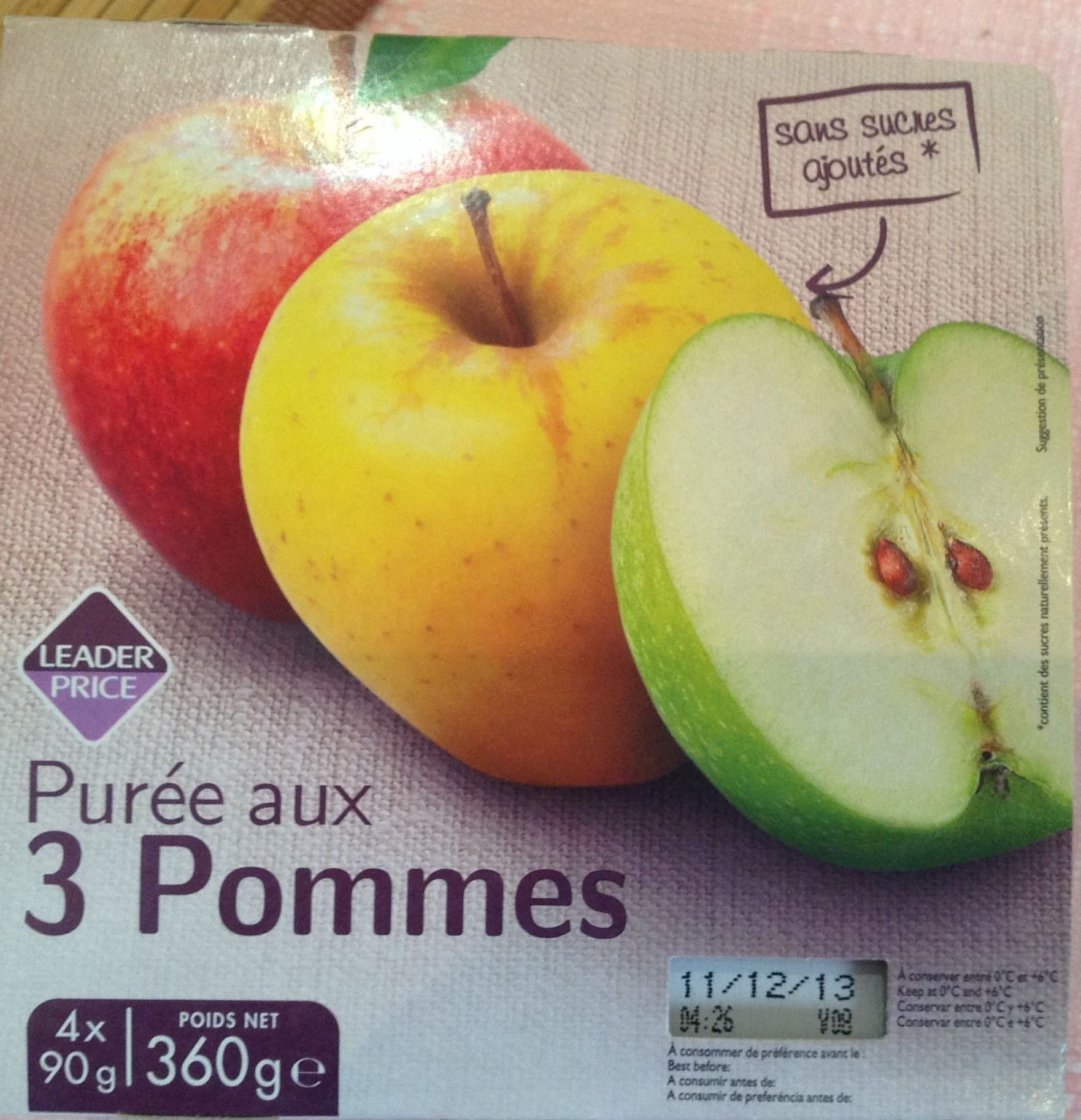 Leader Price Purée aux 3 Pommes packshot