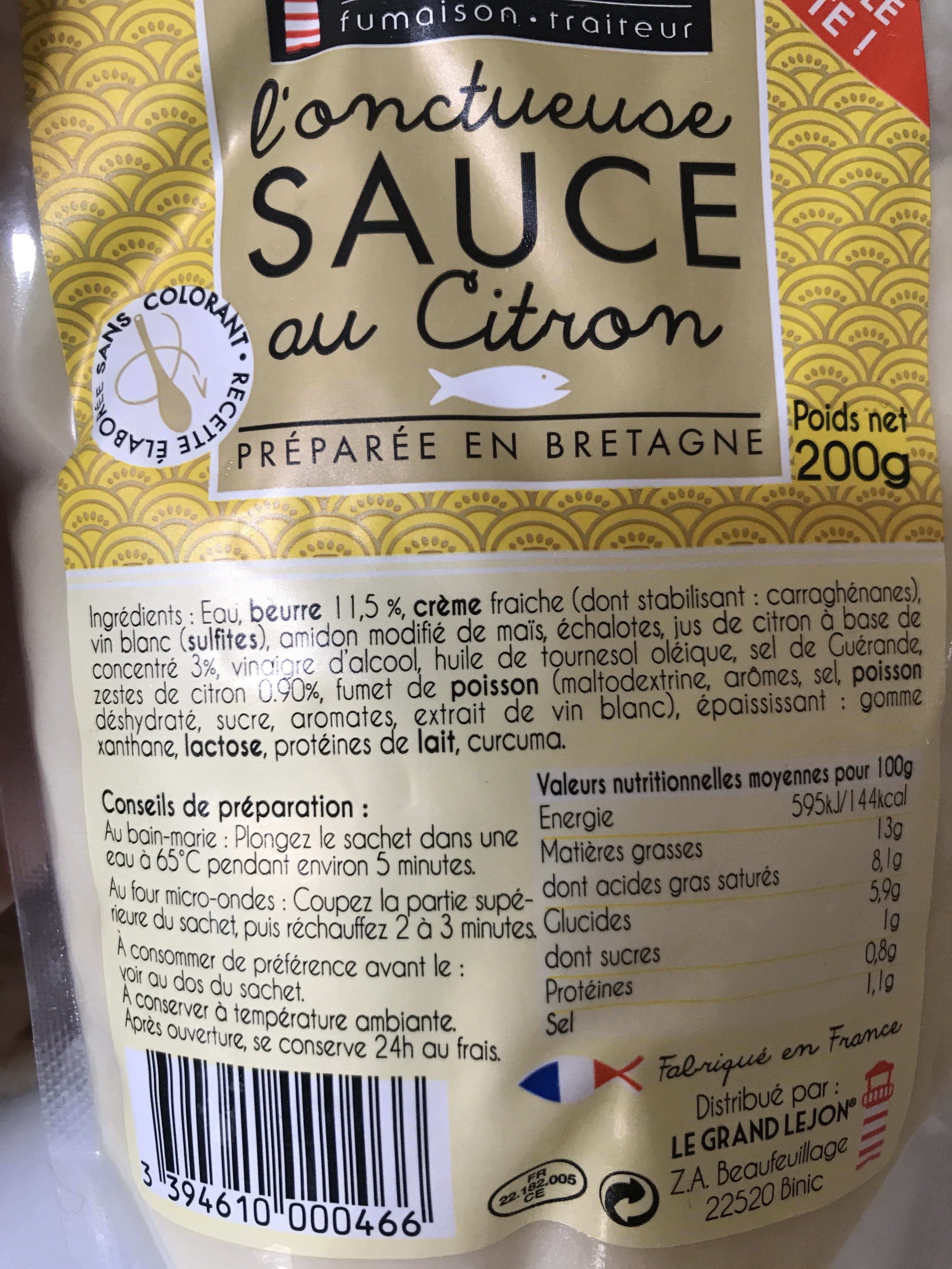 Le Grand Lejon L’onctueuse sauce au citron packshot