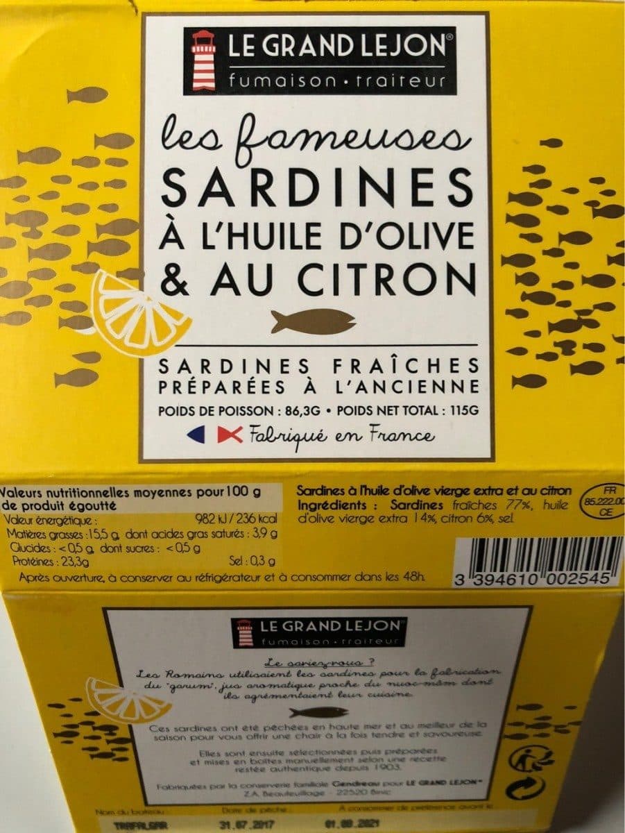 Le Grand Lejon Sardines à l'huile d'olive & au citron packshot