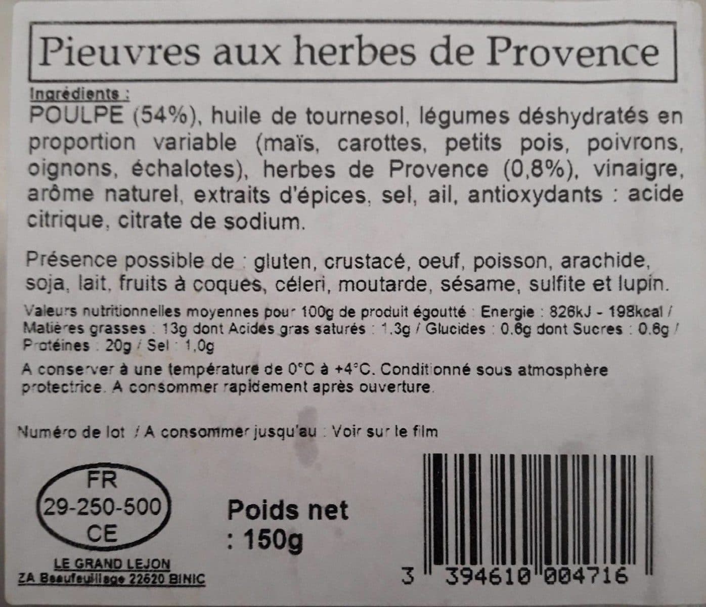 Le Grand Lejon Pieuvre aux herbes de Provence packshot