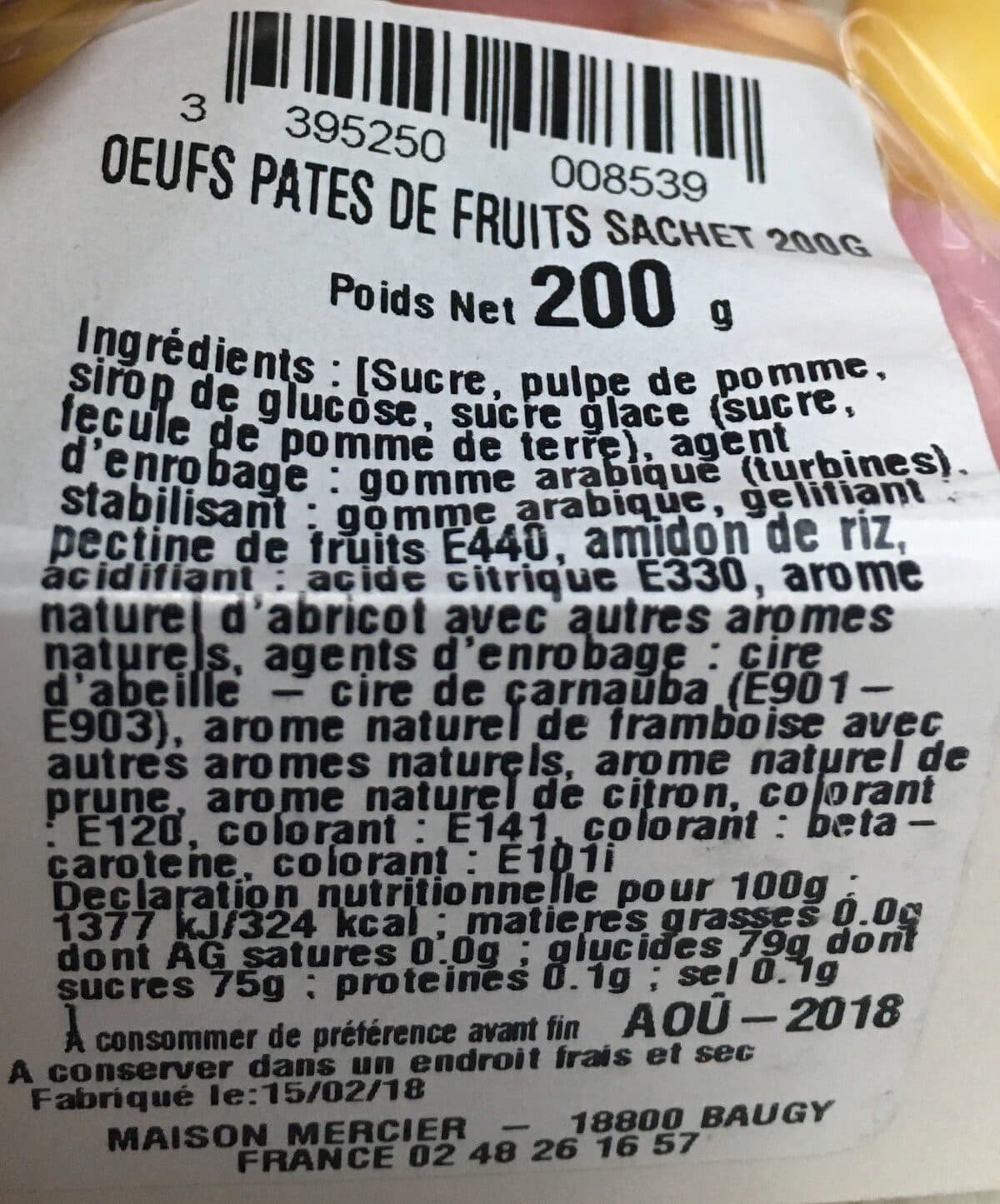 Open Food Facts Oeufs pates de fruits packshot