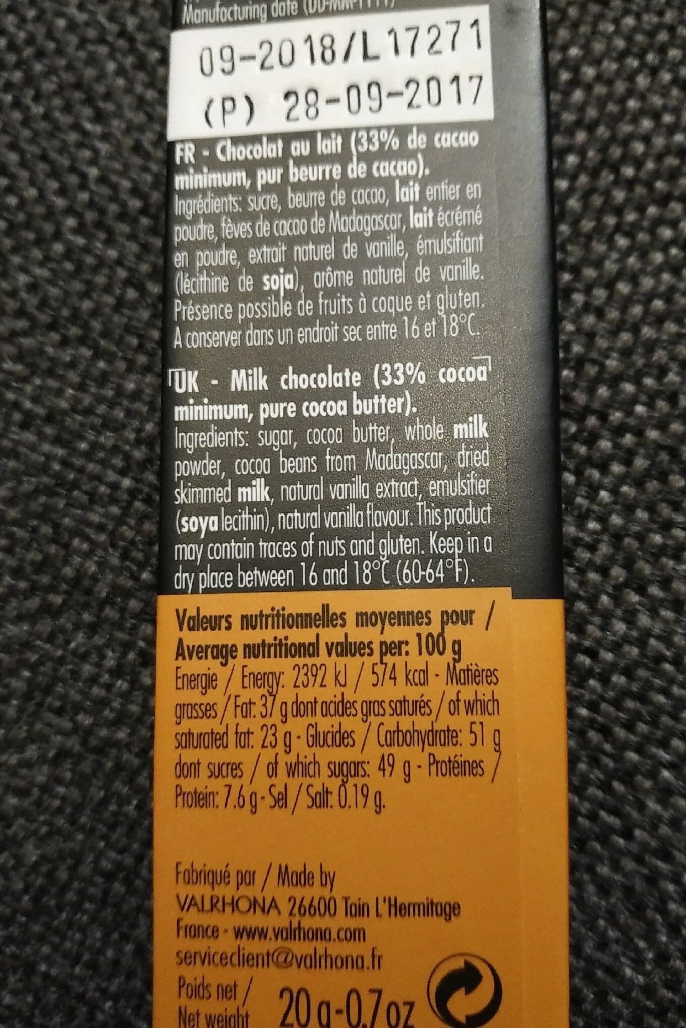 Valrhona Valrhona Tanariva, 33%, 20 G packshot