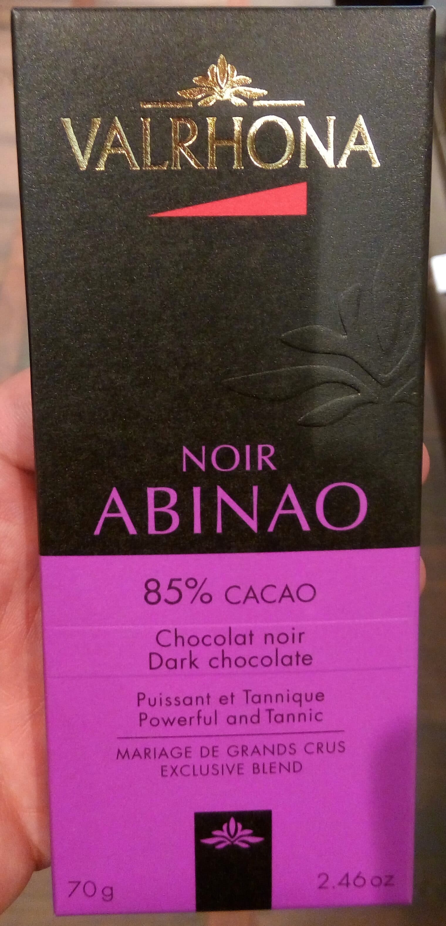 Valrhona Noir Abinao 85% packshot