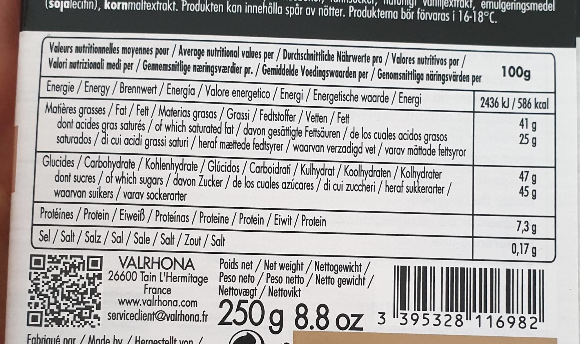 Valrhona Chocolat Au Lait à Pâtisser packshot