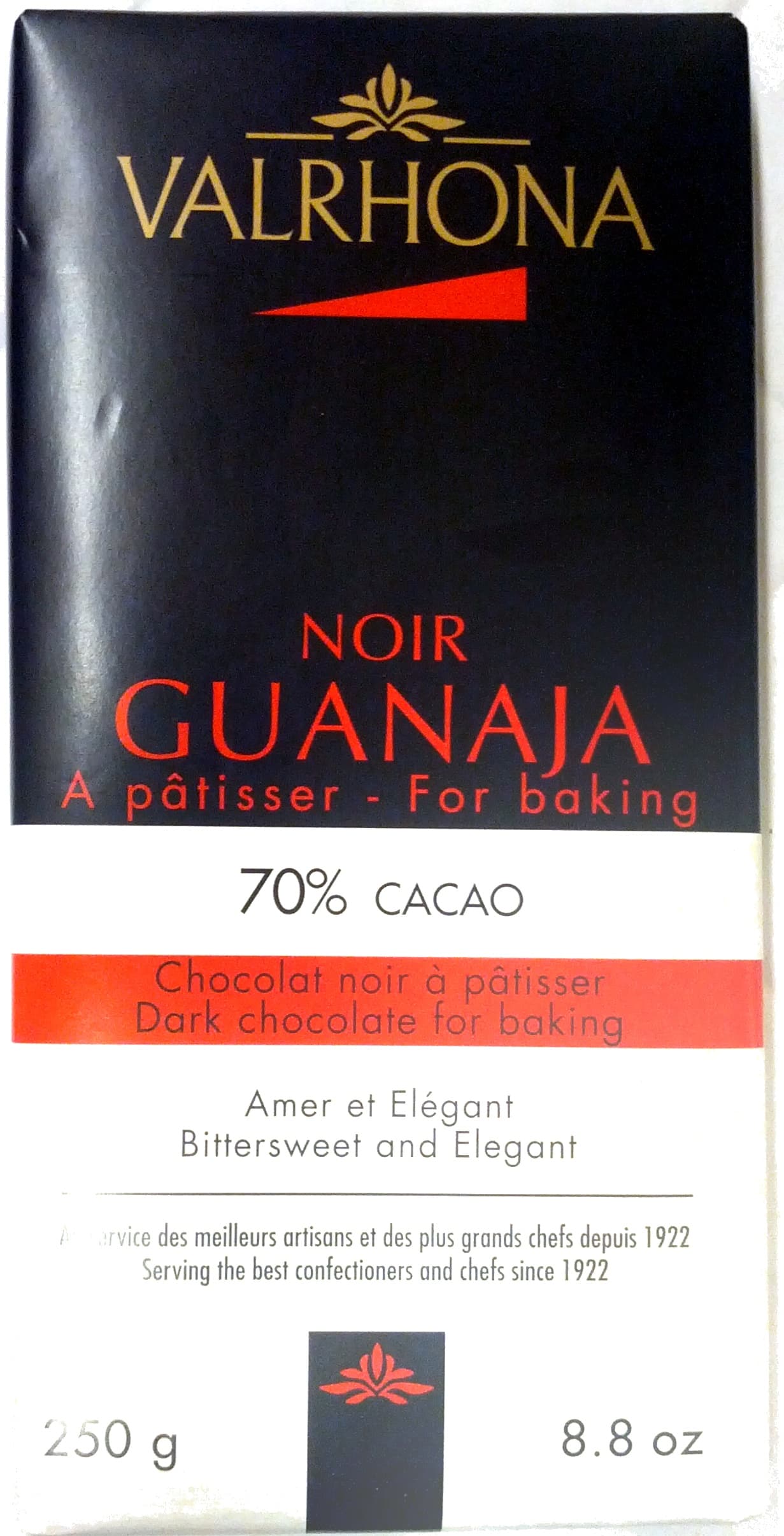 Valrhona Noir Guajana for baking 70% cocoa packshot