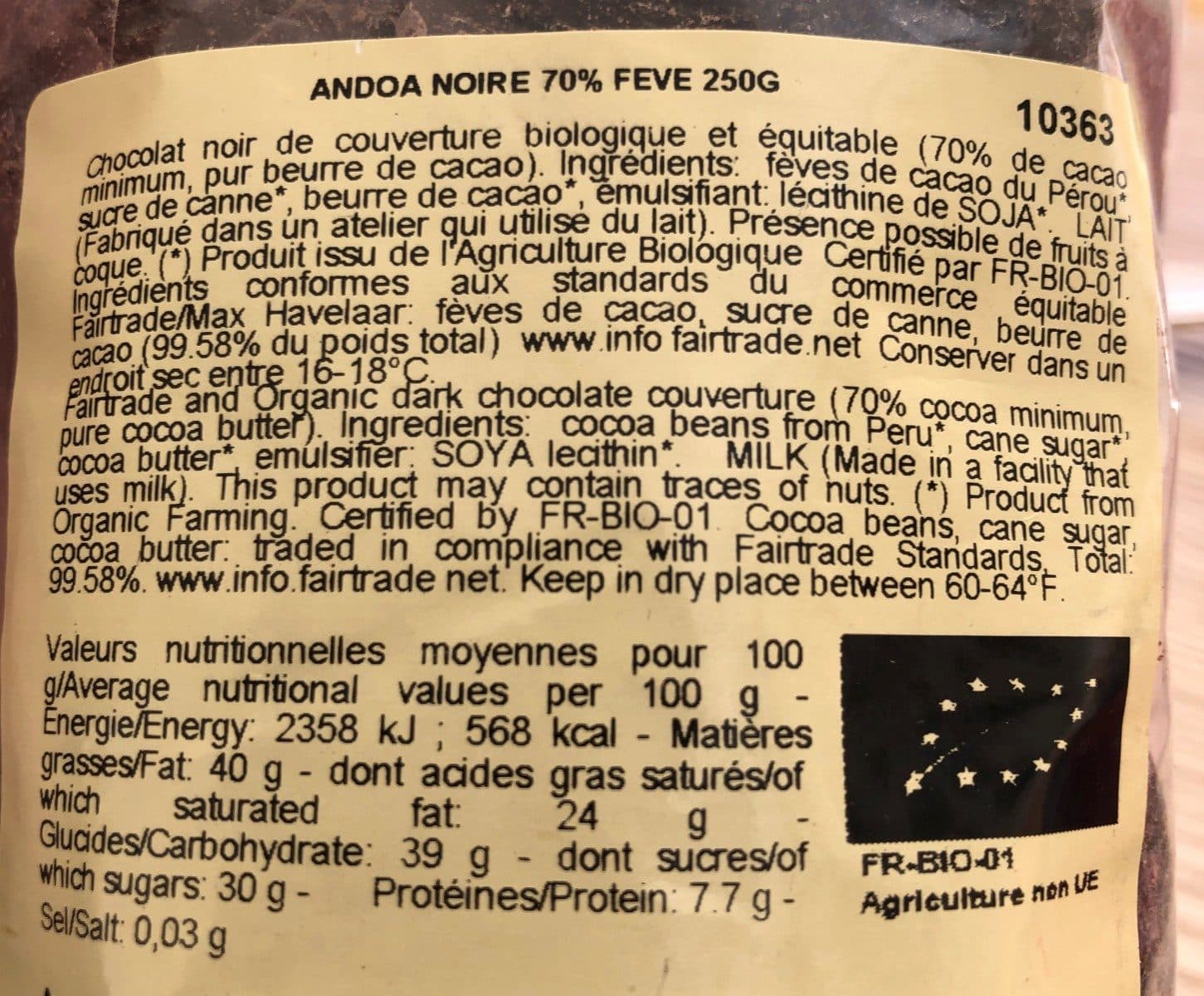 Valrhona Chocolat Andoa Noire packshot