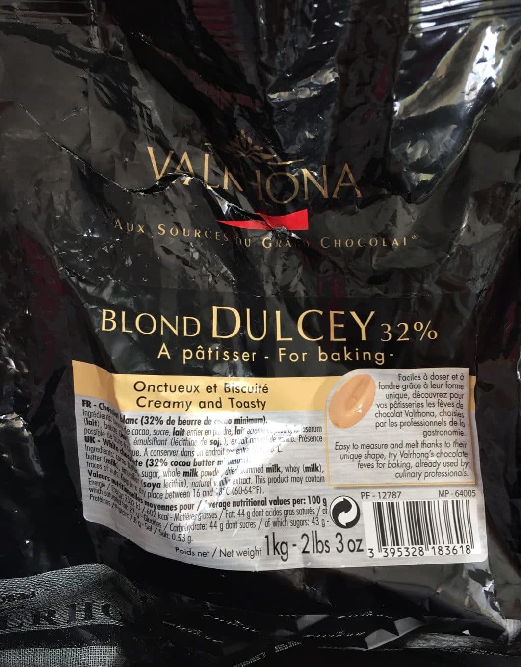 Valrhona Chocolat Blond dulcey 32% packshot