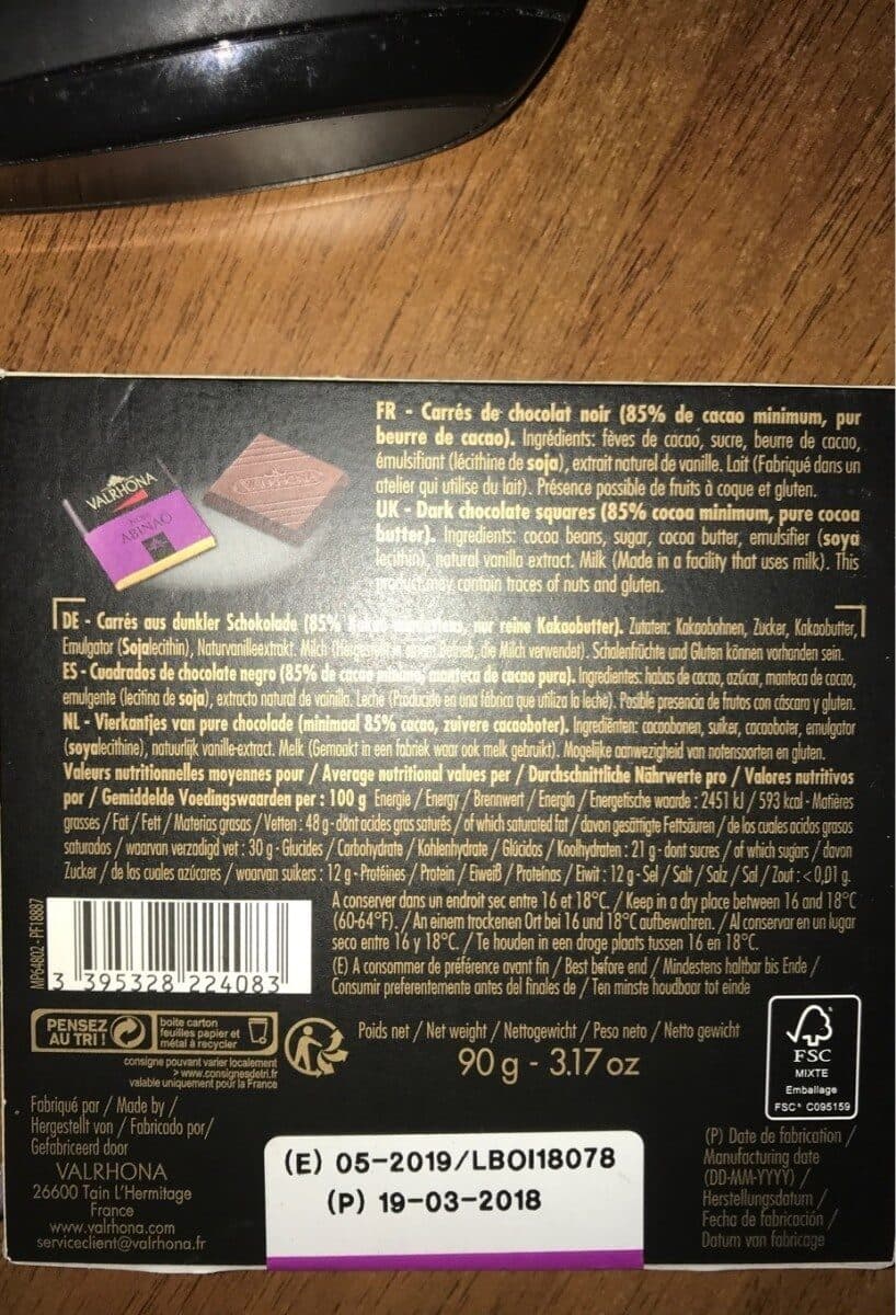 Valrhona ABINAHO 85% Cacao packshot