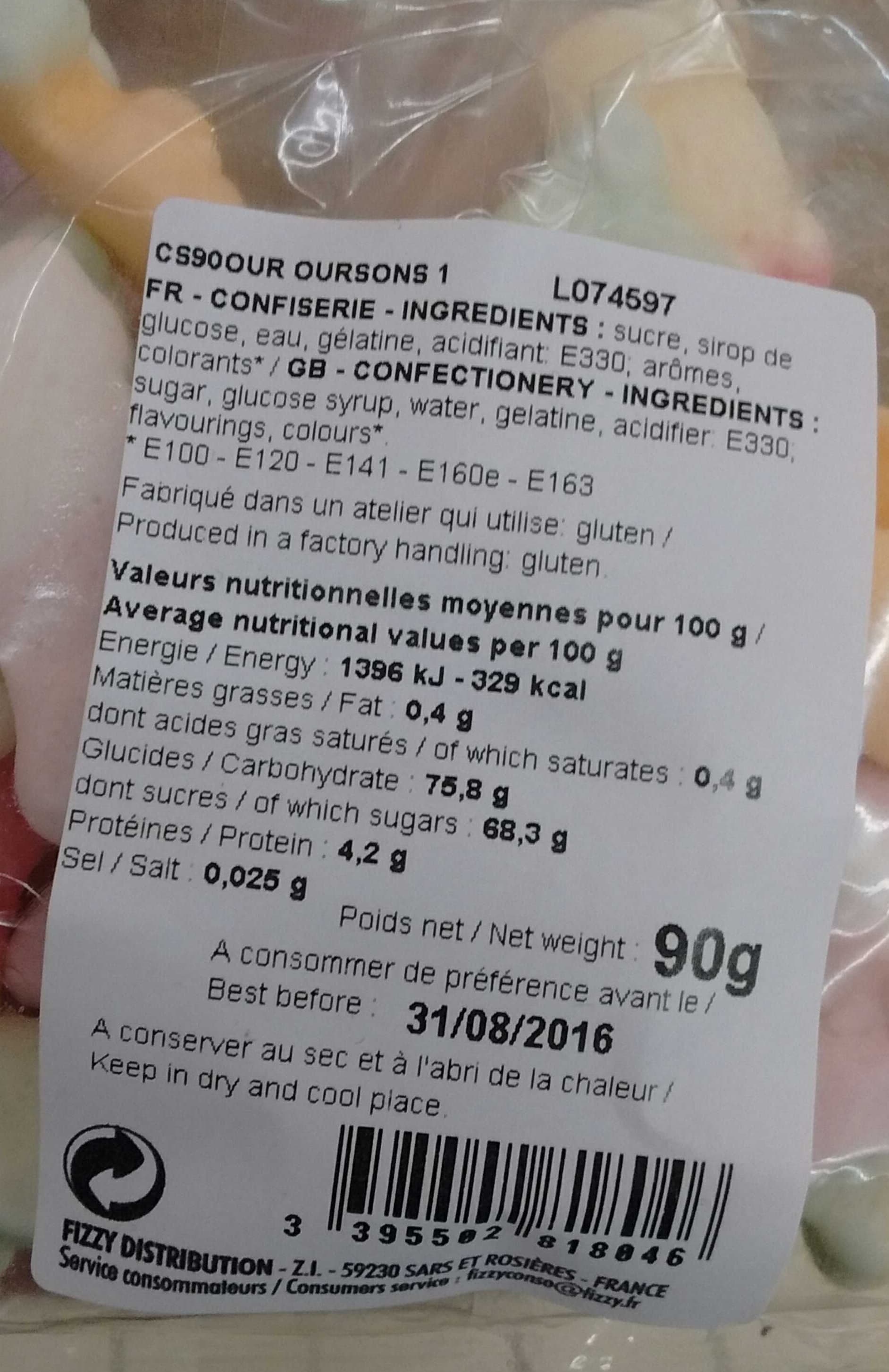 Fizzy Distribution Oursons packshot