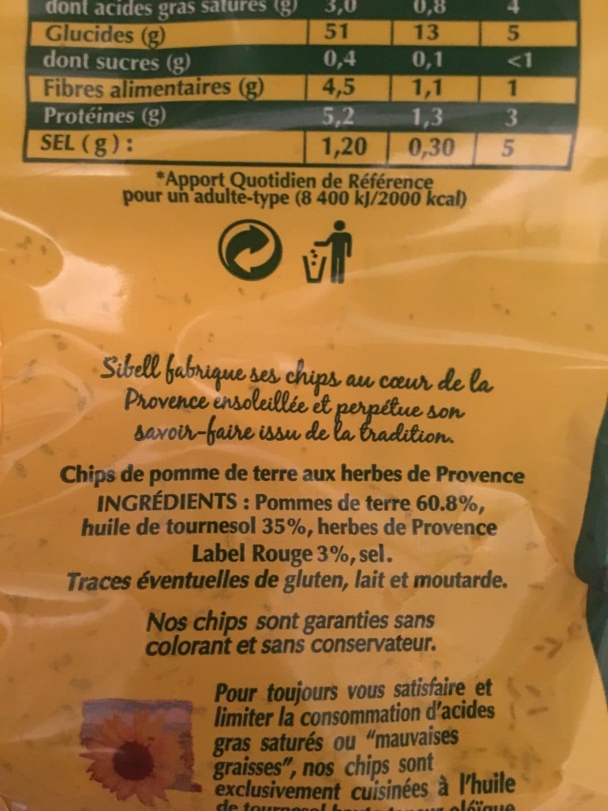 Sibell Chips rôtisserie aux herbes de Provence packshot