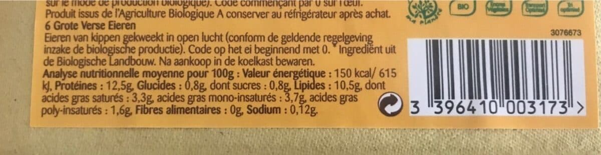 Bonneterre 6 Gros oeufs frais bio Bonneterre packshot