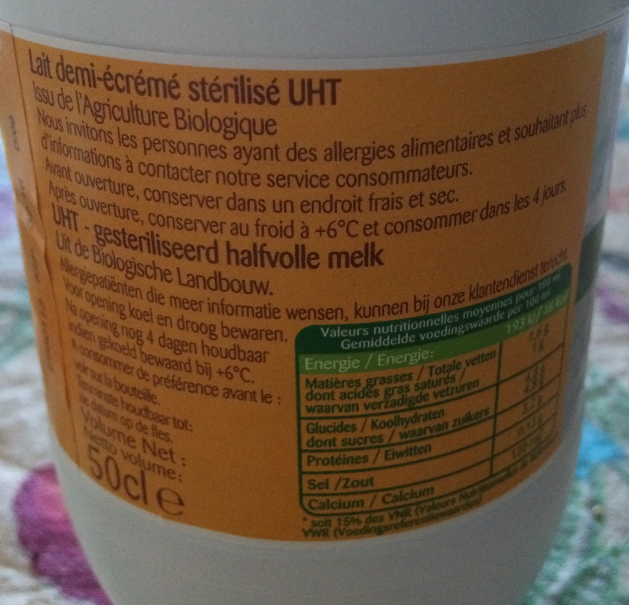 Bonneterre Lait stérilisé U.H.T. Demi écrémé packshot