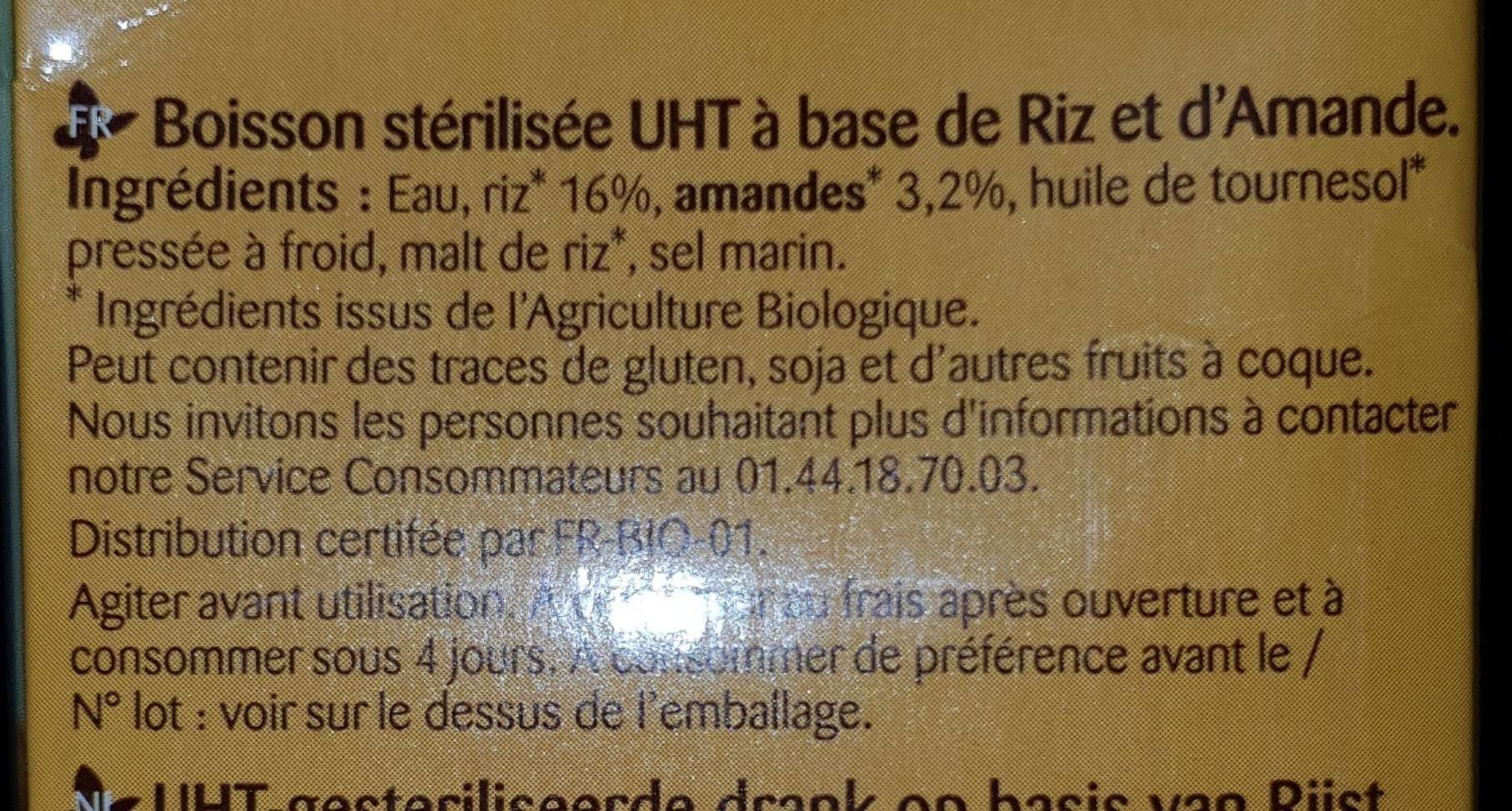 BONNETERRE ET COMPAGNIE Boisson stérilisée Uht à base de riz et d’amande packshot