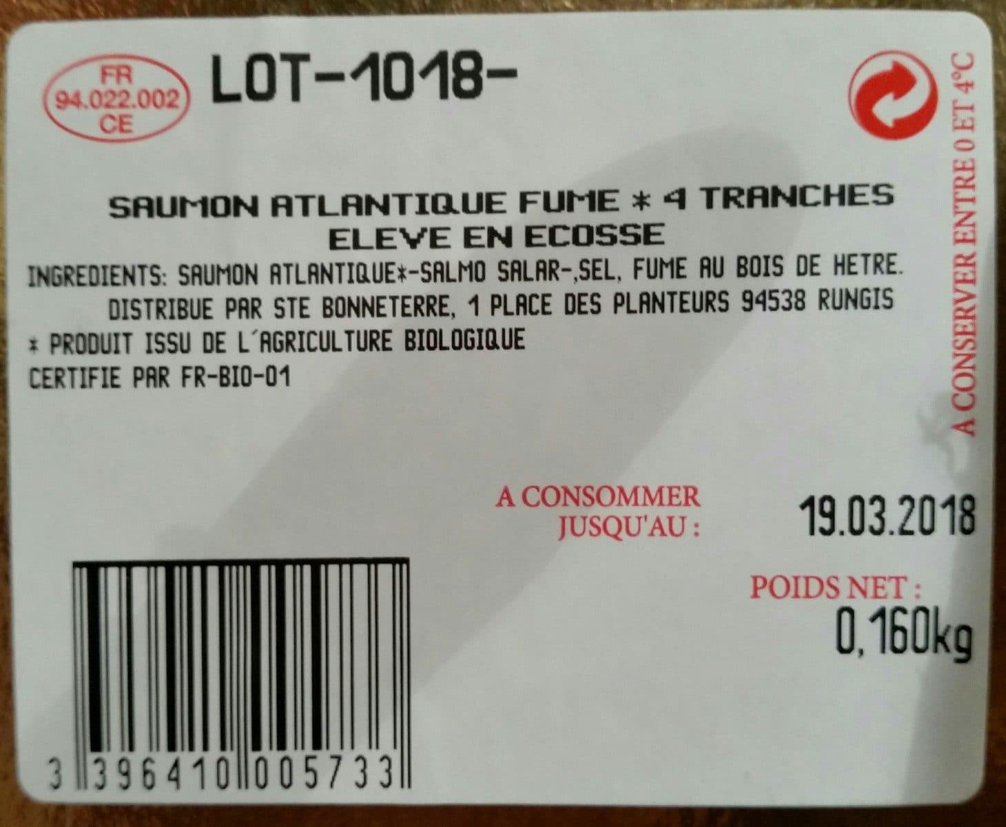 Bonneterre Saumon Fume 4 Tranches packshot