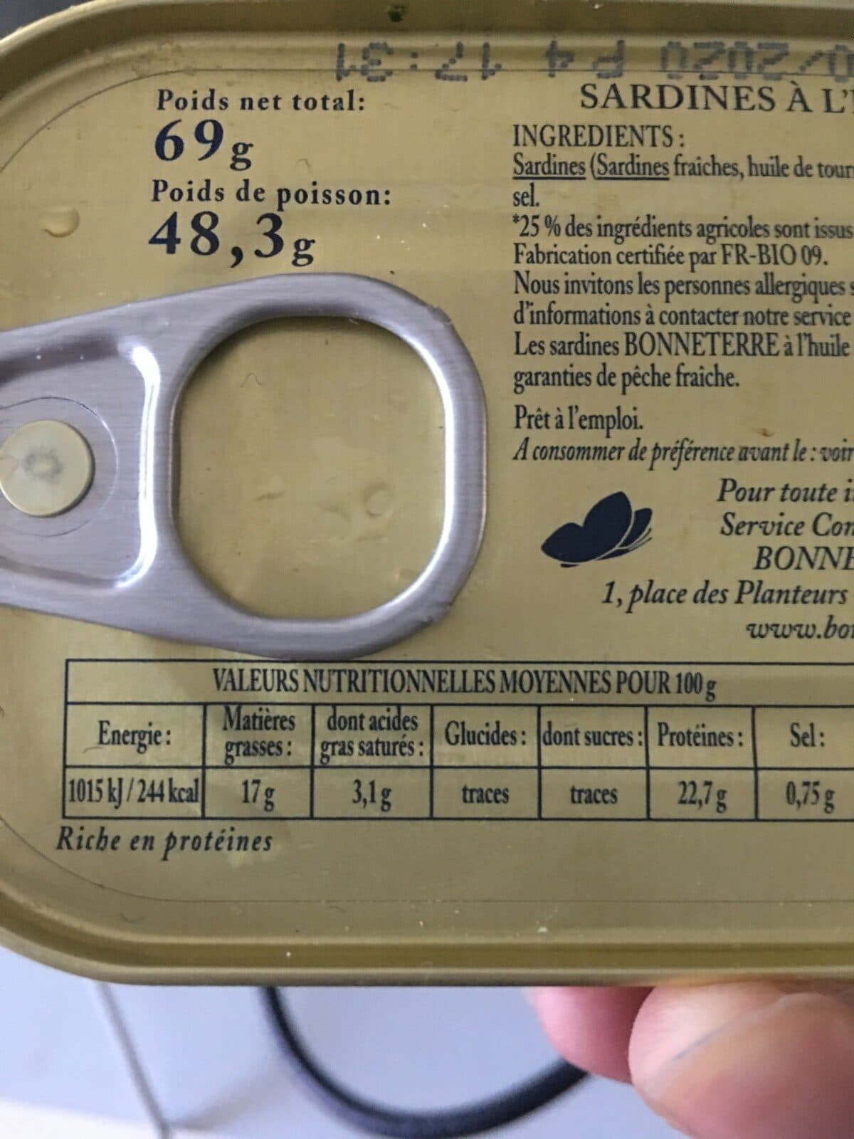 Bonneterre Sardines a l’huile d’olive packshot