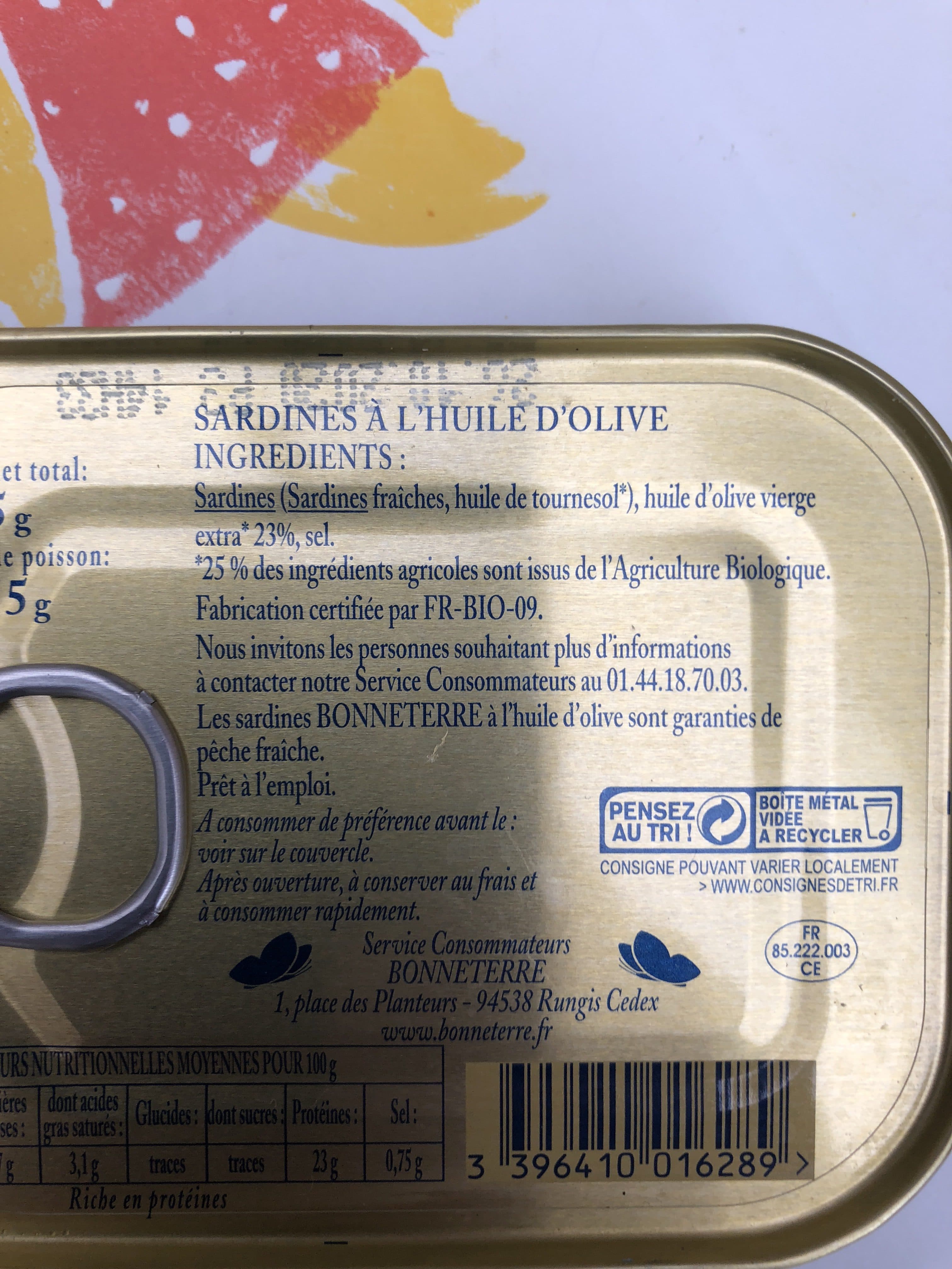 Bonneterre Sardines Huile Olive packshot