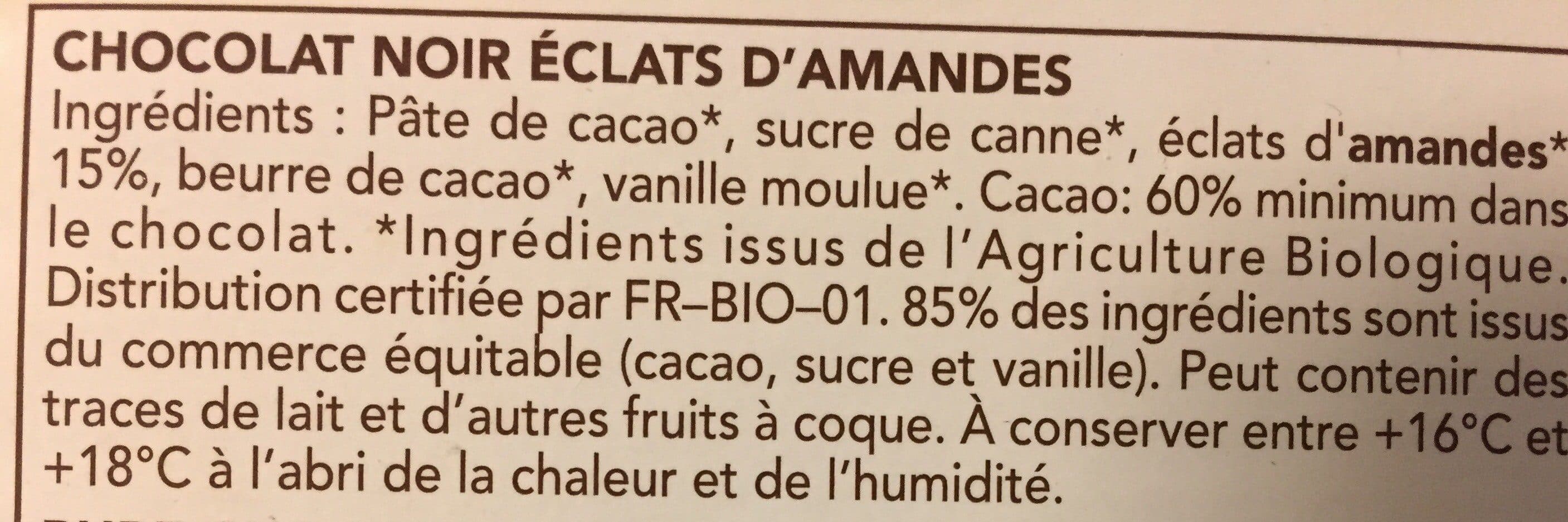 Bonneterre CHOCOLAT NOIR ECLATS D'AMANDES packshot