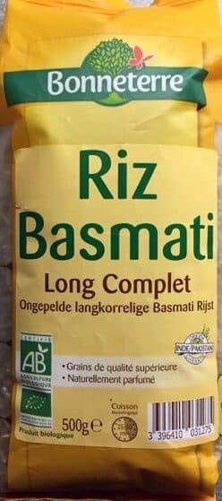 Bonneterre Riz Basmati long complet packshot