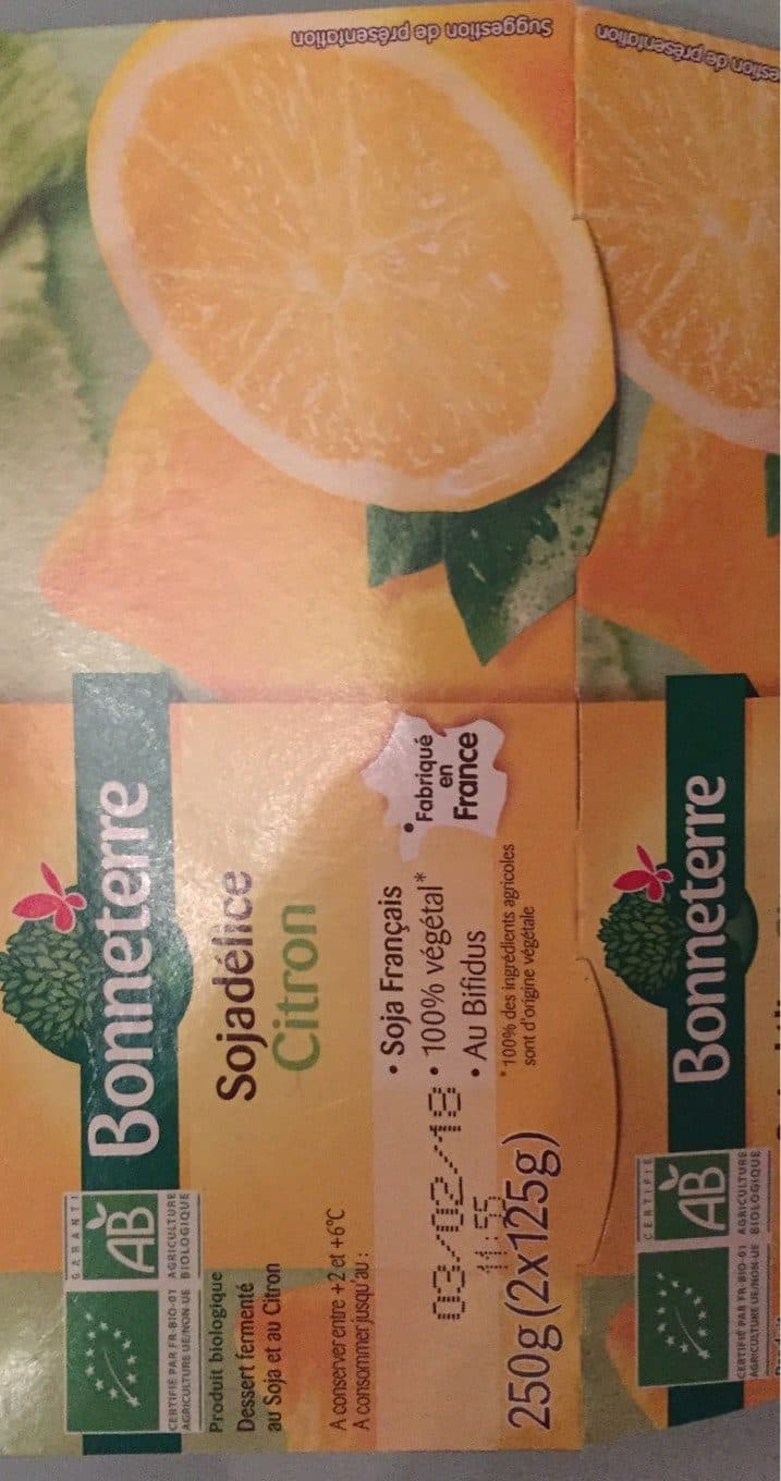Bonneterre Sojadélice citron packshot