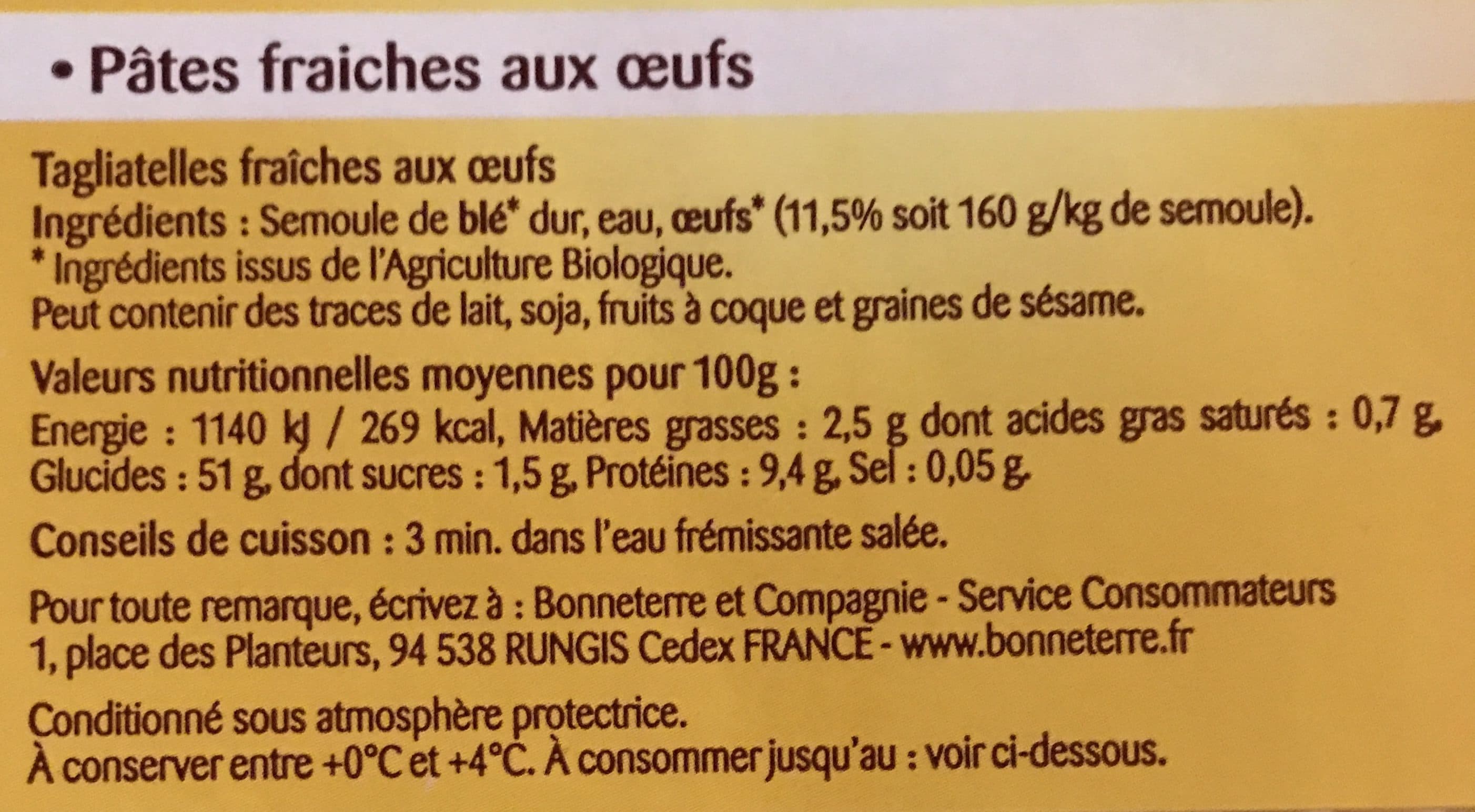 Bonneterre Tagliatelles aux oeufs packshot