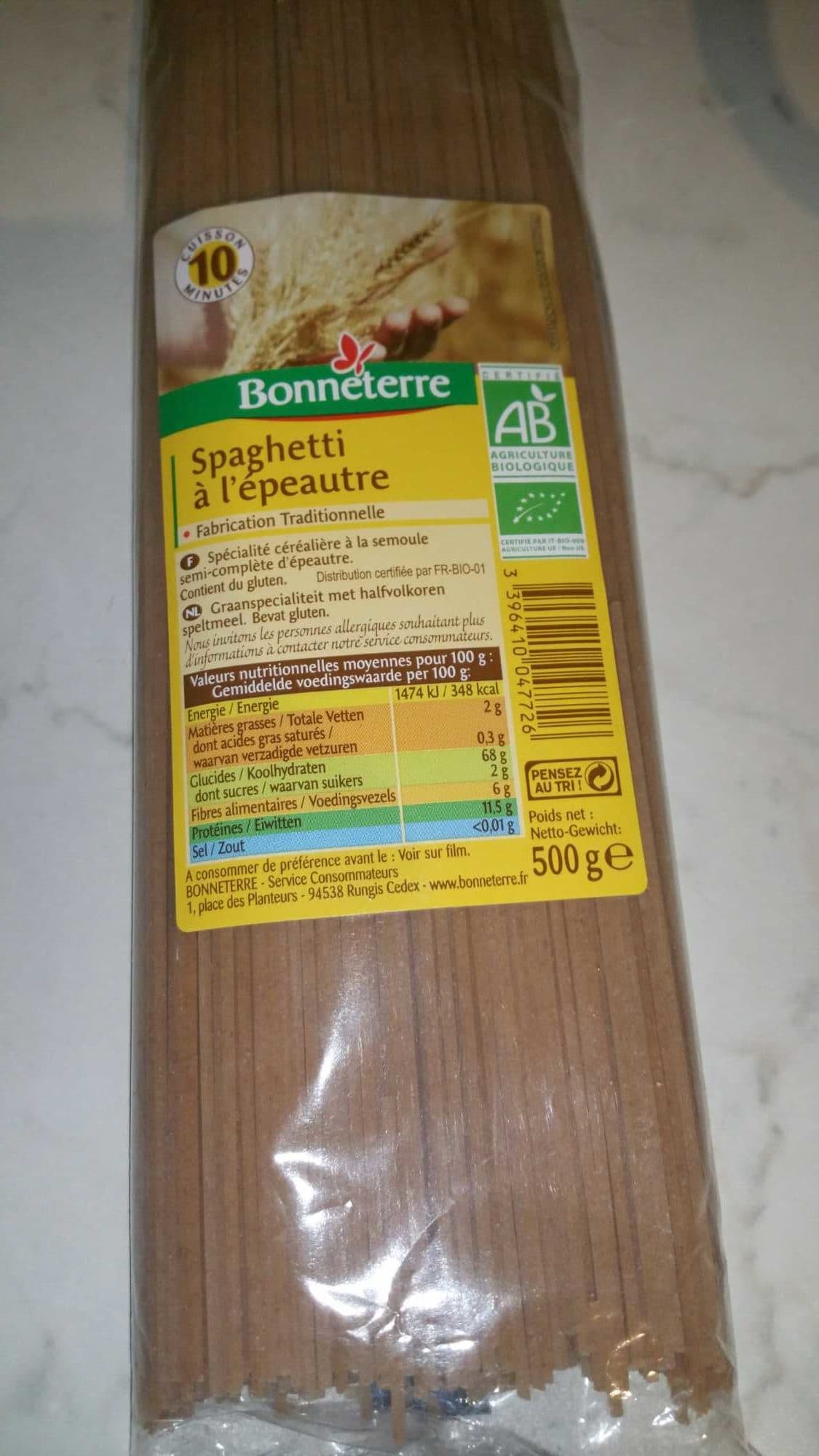 Bonneterre Spaghetti à l'épeautre packshot