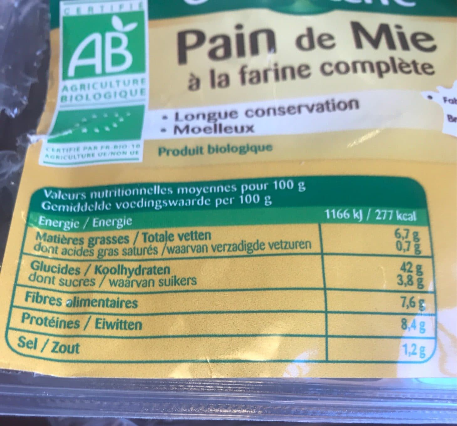 Bonneterre Pain de Mie à la farine complète packshot