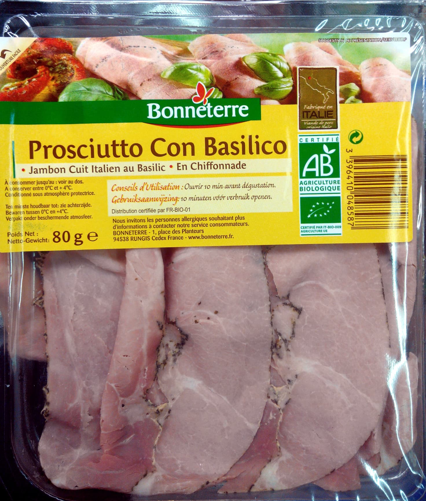 Bonneterre Prosciutto Con Basilico packshot