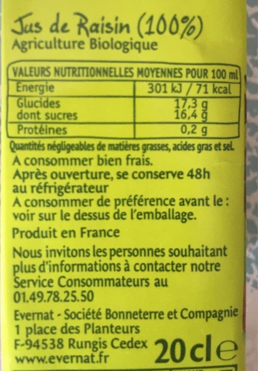 Evernat Pur Jus De Raisin packshot