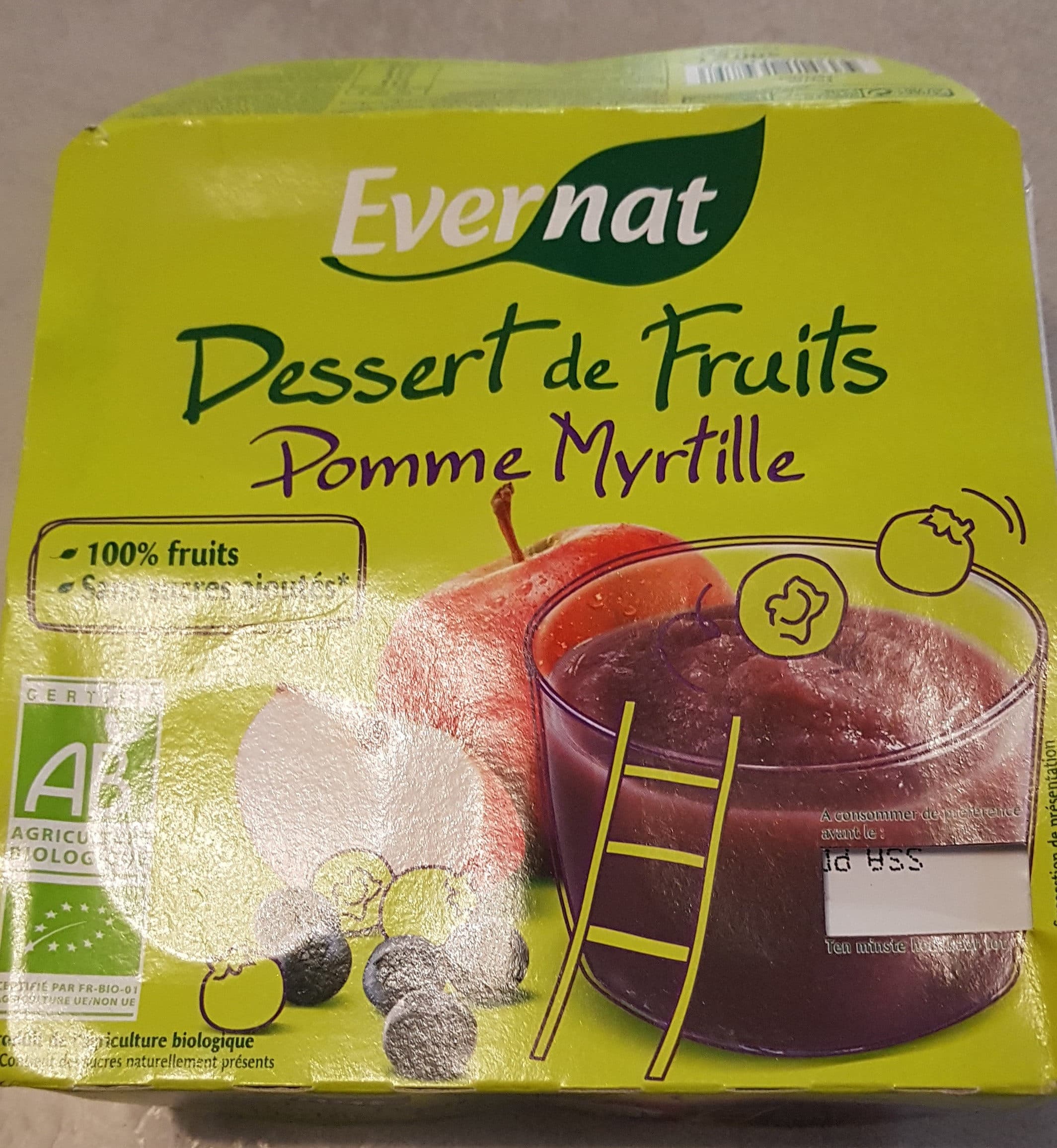 Evernat Dessert de Fruits Pomme Myrtille packshot