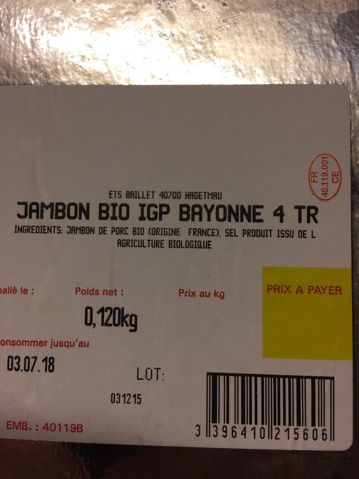 Bonneterre Jambon de Bayonne affine 9 mois minimum packshot