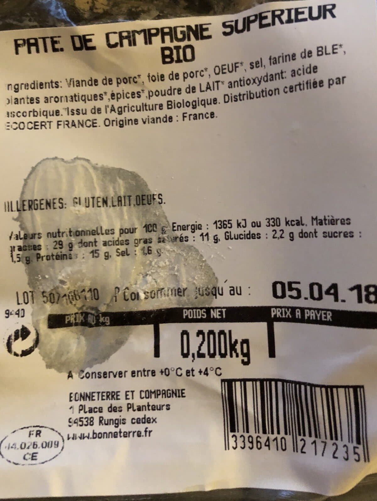 Bonneterre Paté de campagne packshot