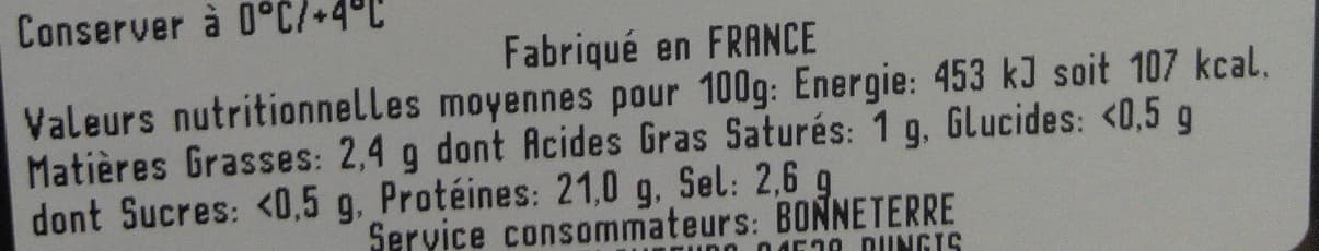 Bonneterre Jambon blanc découenné dégraissé 3 tranches packshot