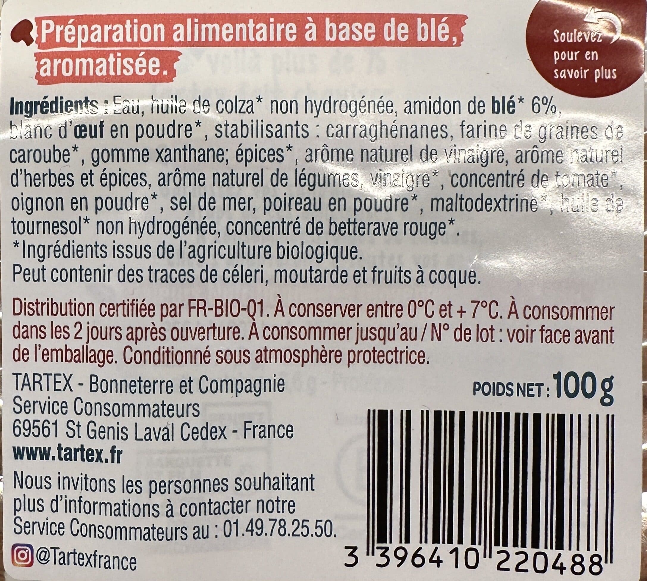 TARTEX TARTEX tranches veggie façon nature packshot