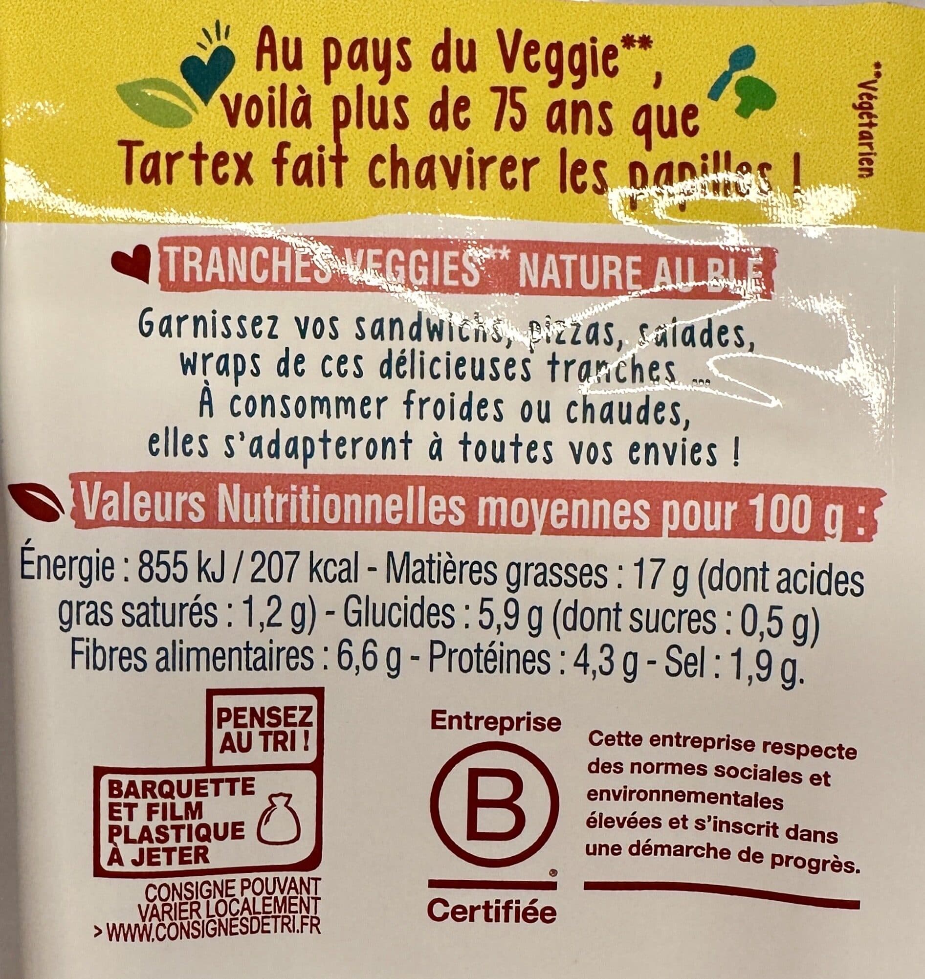 TARTEX TARTEX tranches veggie façon nature packshot