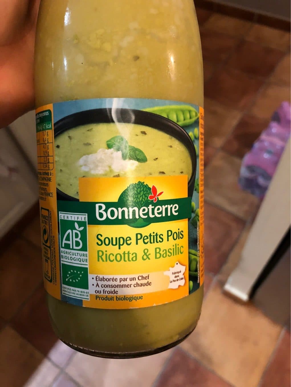 Bonneterre Soupe petits pois ricotta et basilic packshot