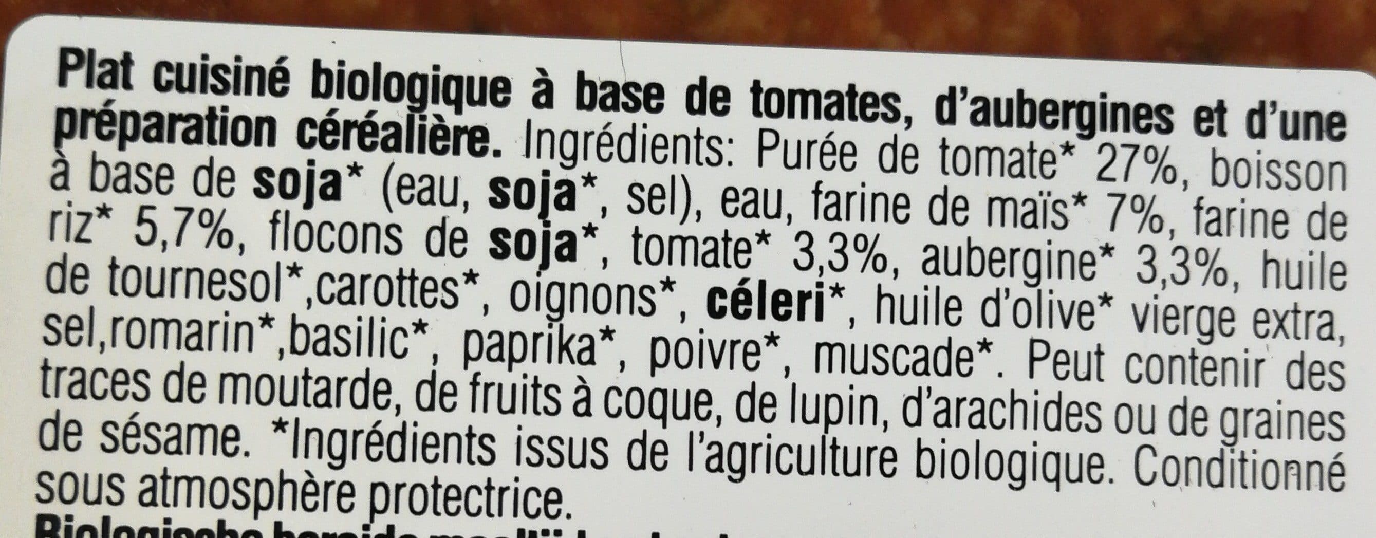 Tartex Lasagnes végétales tomate et aubergine packshot