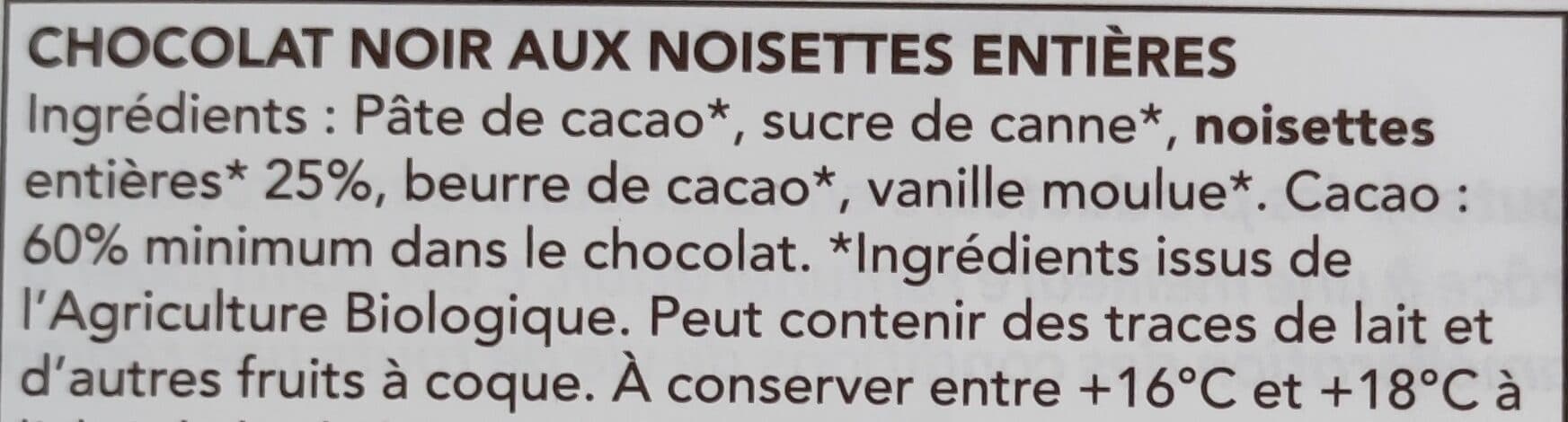 Bonneterre Chocolat noir aux noisettes entières packshot