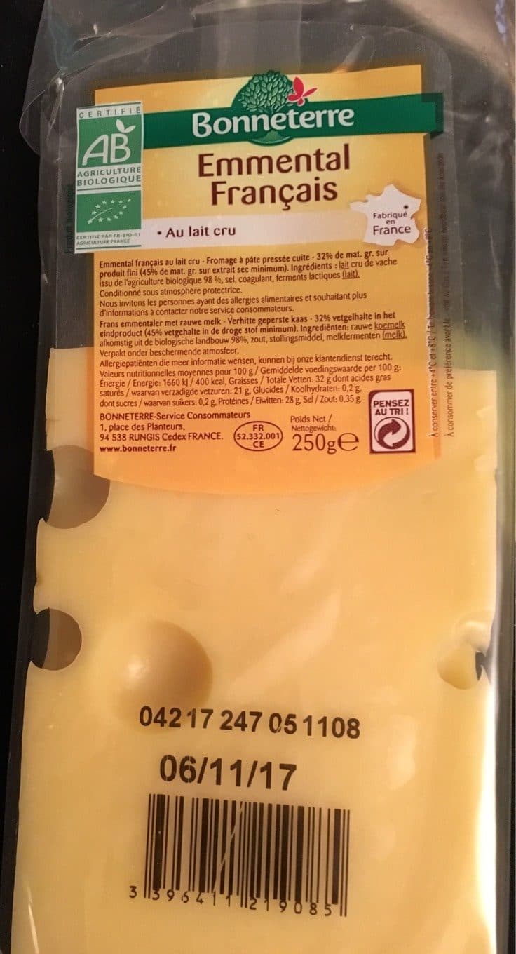 Bonneterre Emmental francais packshot