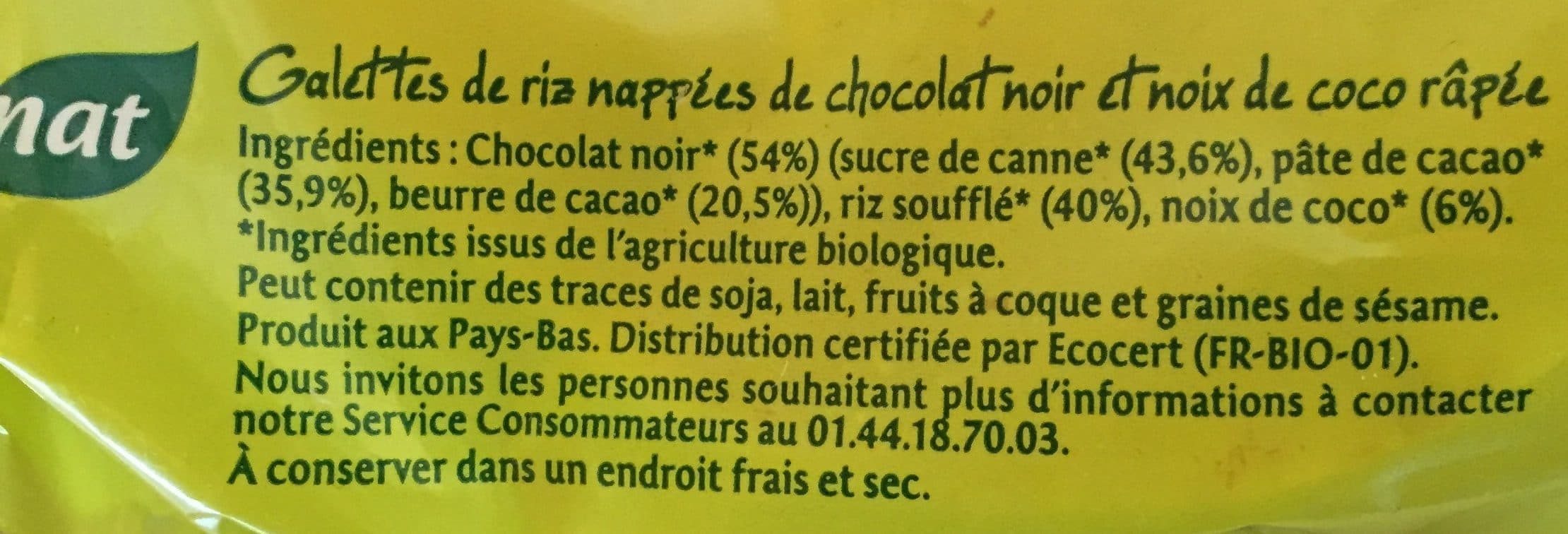Evernat Galette de riz au Chocolat noir et coco packshot