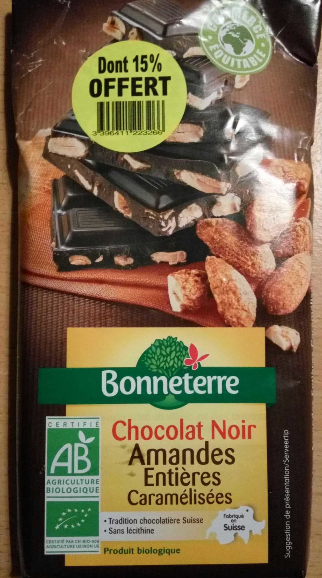 Bonneterre Chocolat Noir Amandes Entières Caramélisées packshot