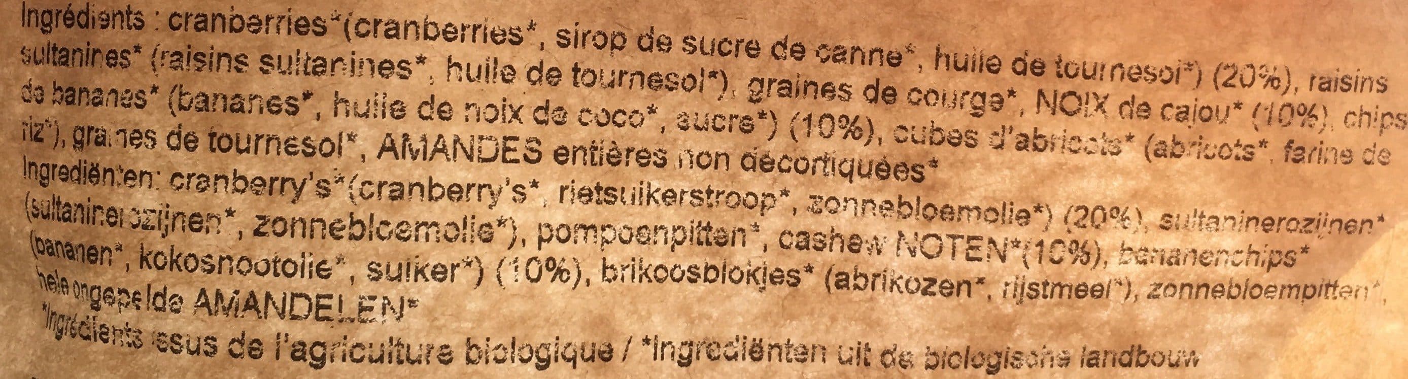 LE SILLON Mélange pour muesli - Cranberries noix de cajou et banane chips packshot