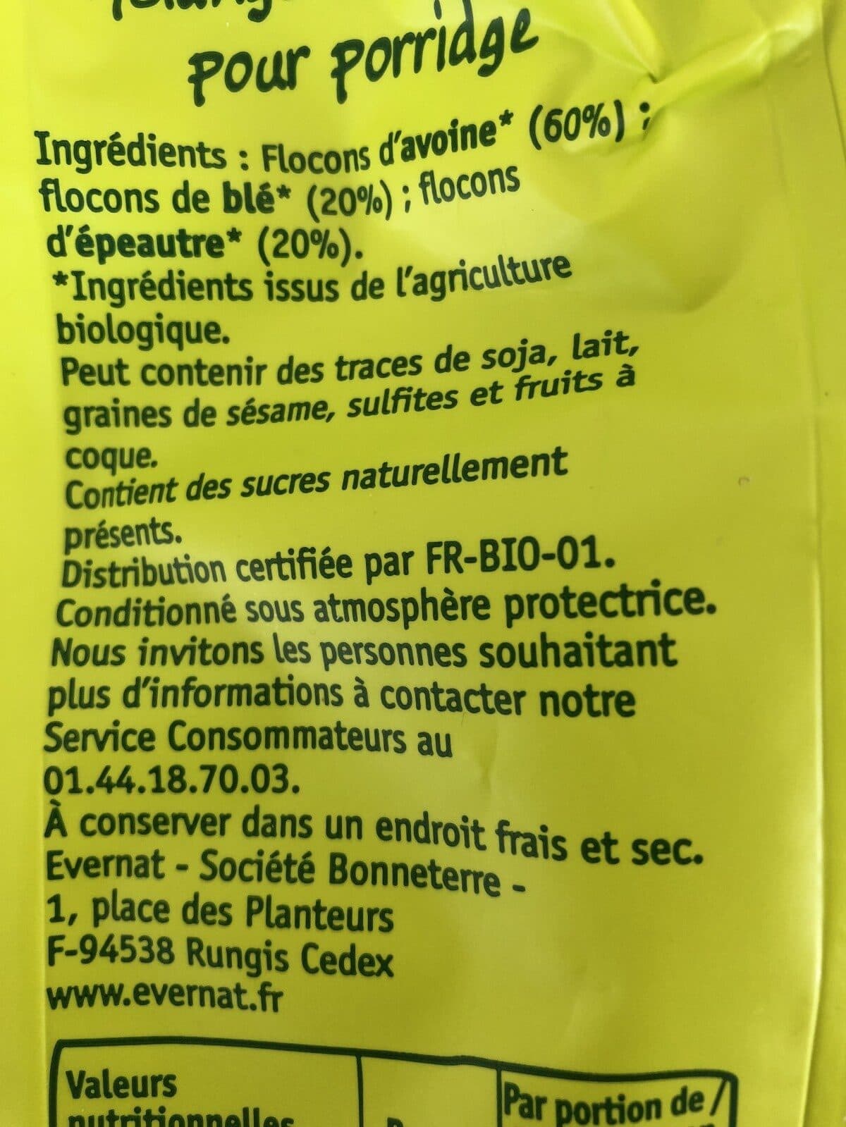 Evernat Porridge 3 cereales packshot