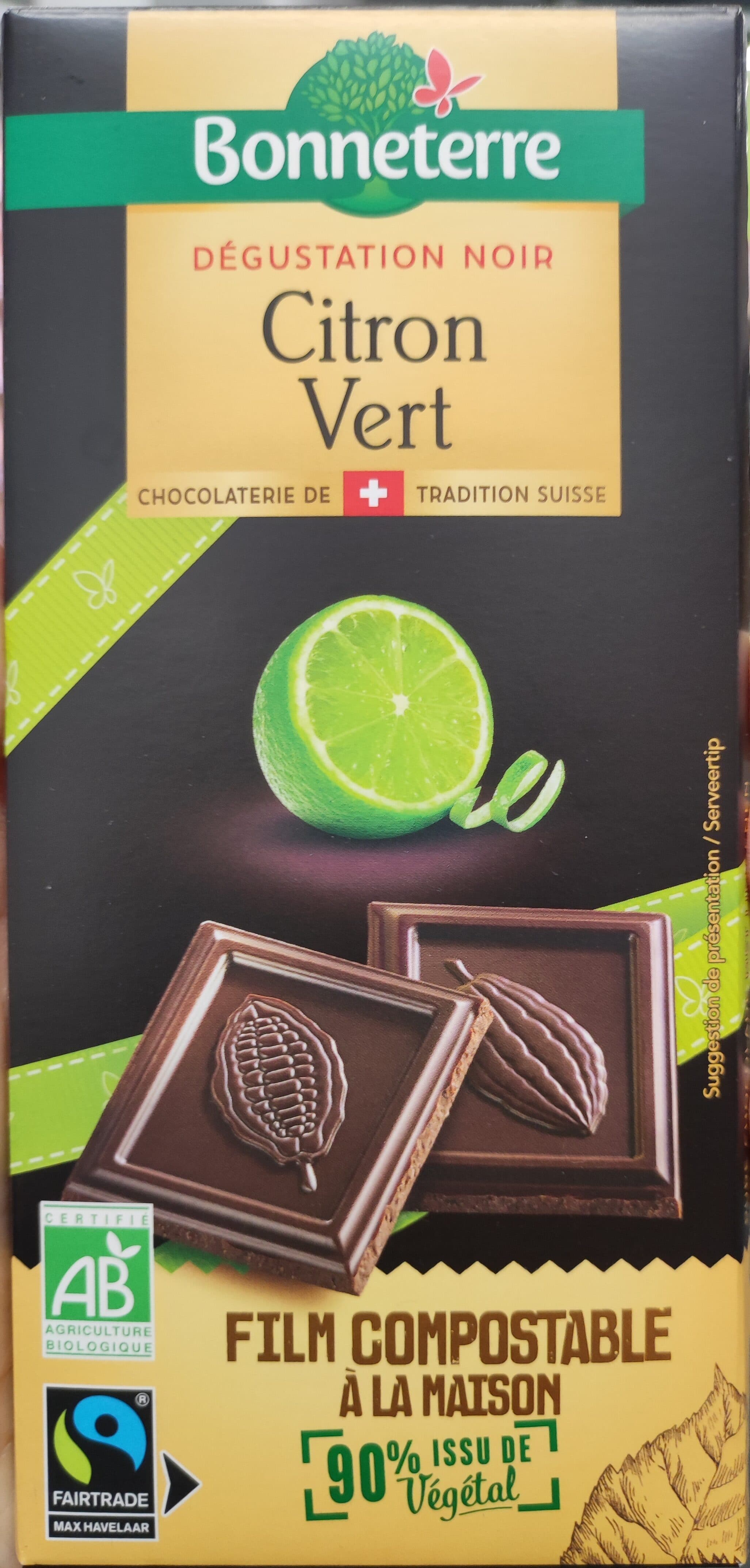 Bonneterre Chocolat Noir aux cristaux de Citron Vert packshot