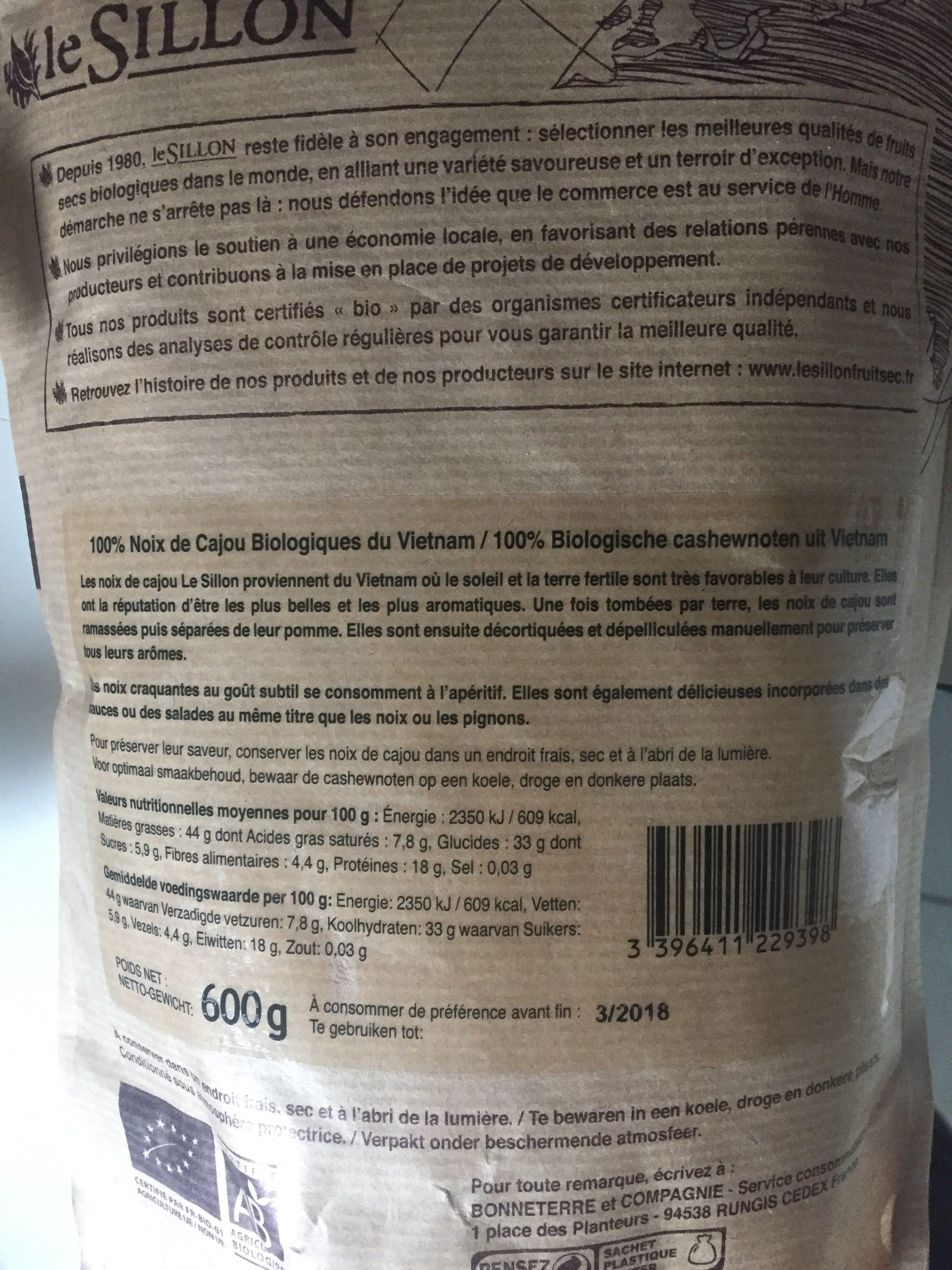 Le sillon Epicerie / Fruits Secs Et Purées / Fruits Secs à Coques Bio packshot