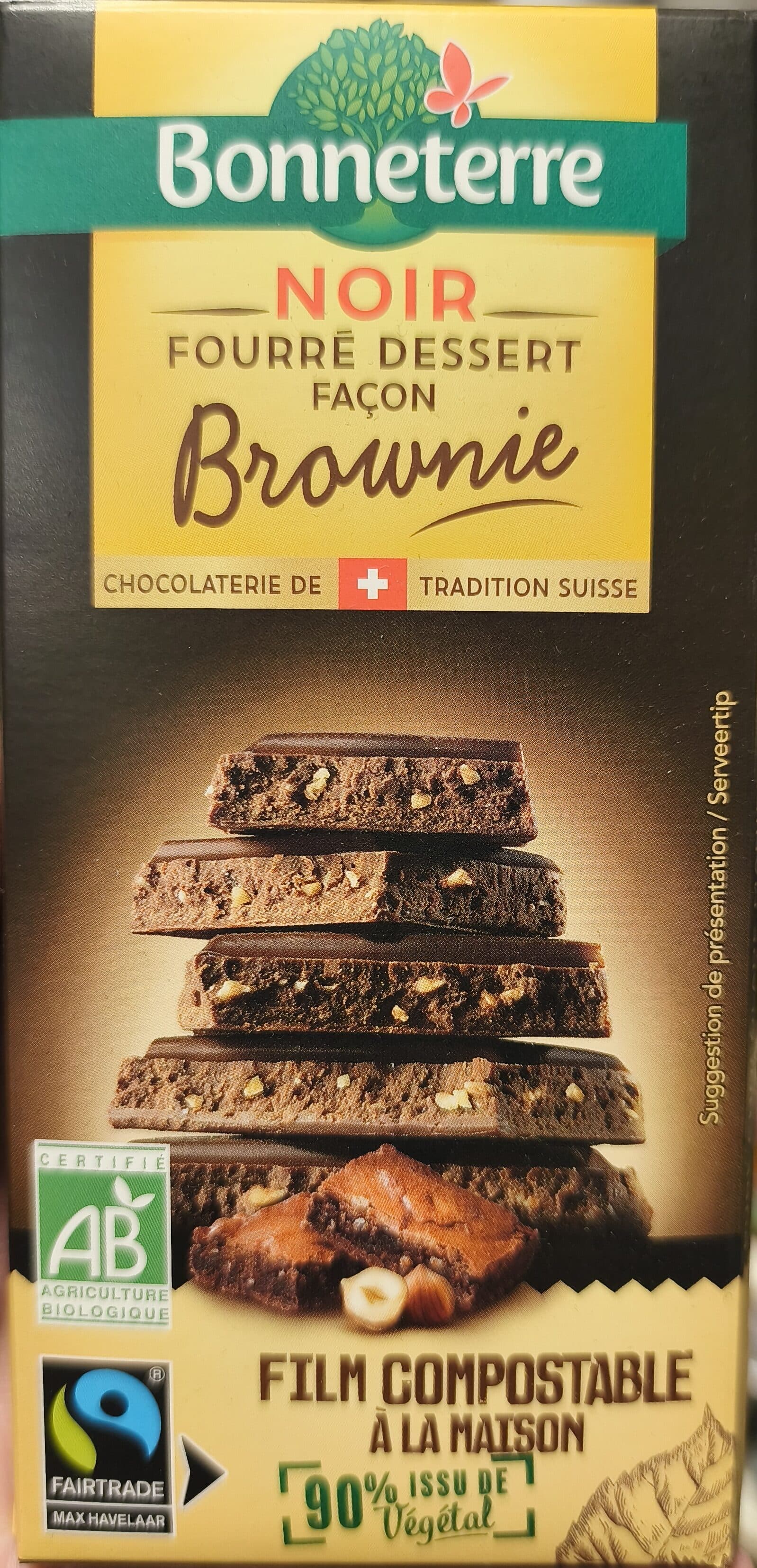 Bonneterre Chocolat noir fourré dessert façon Brownie packshot