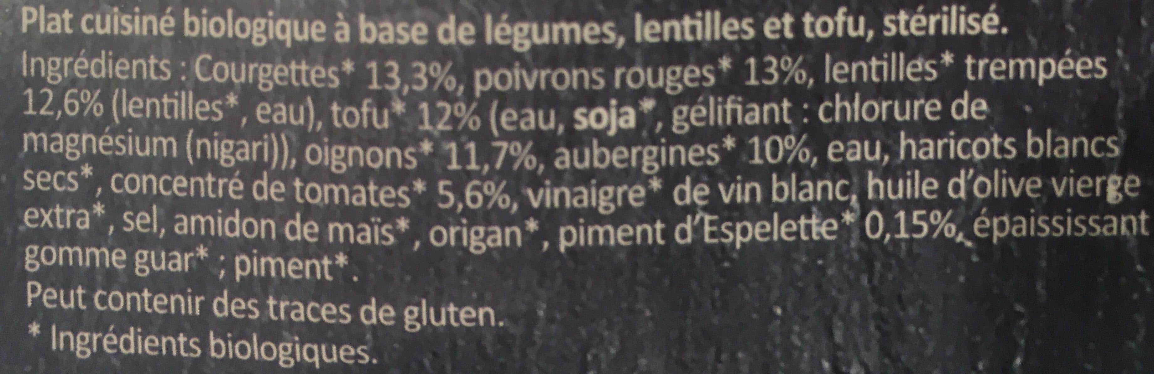 Tartex Ratatouille Lentilles et dés de tofu packshot