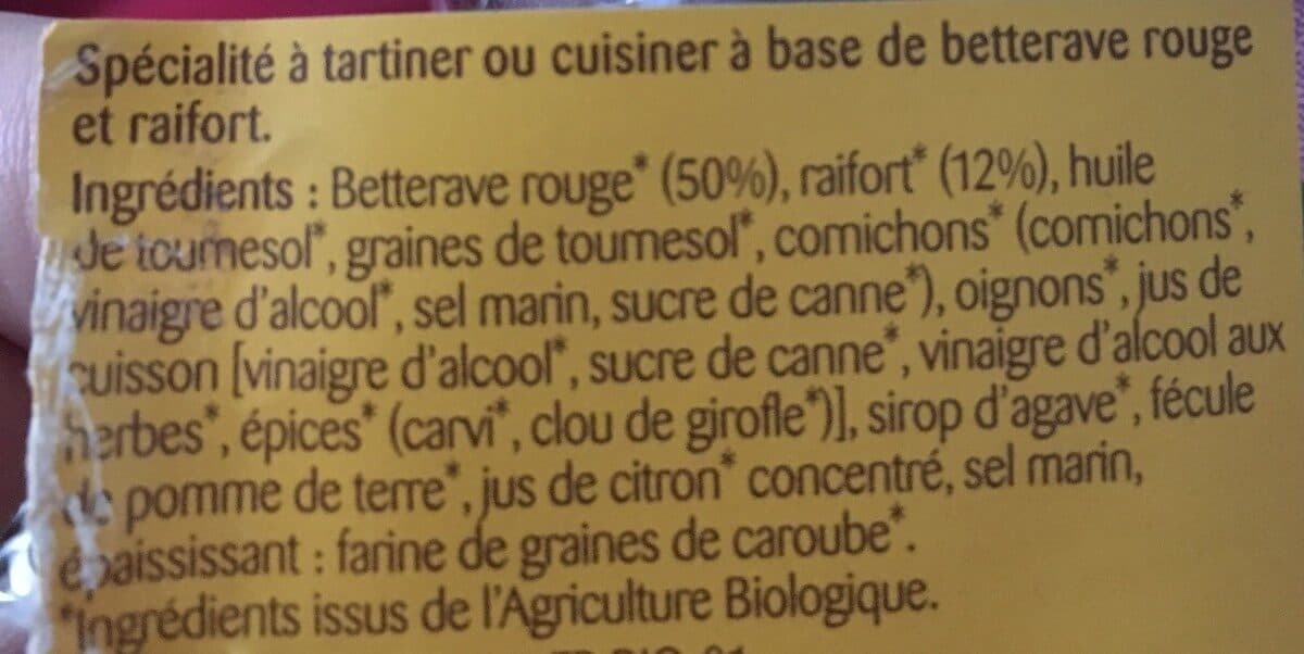 bonneterre Tartinade de légume betterave raifort packshot