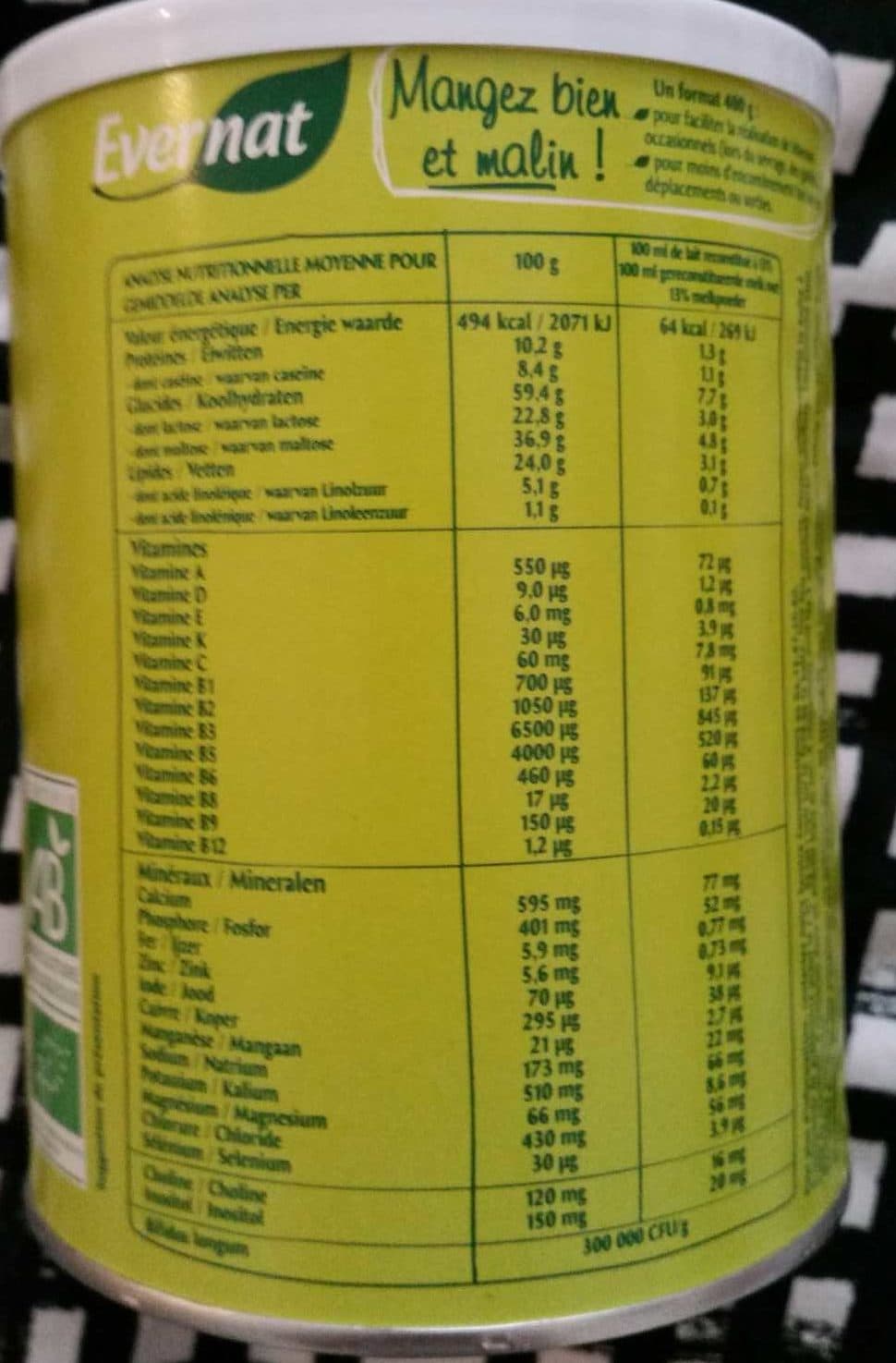 Evernat Mon lait 1er âge packshot