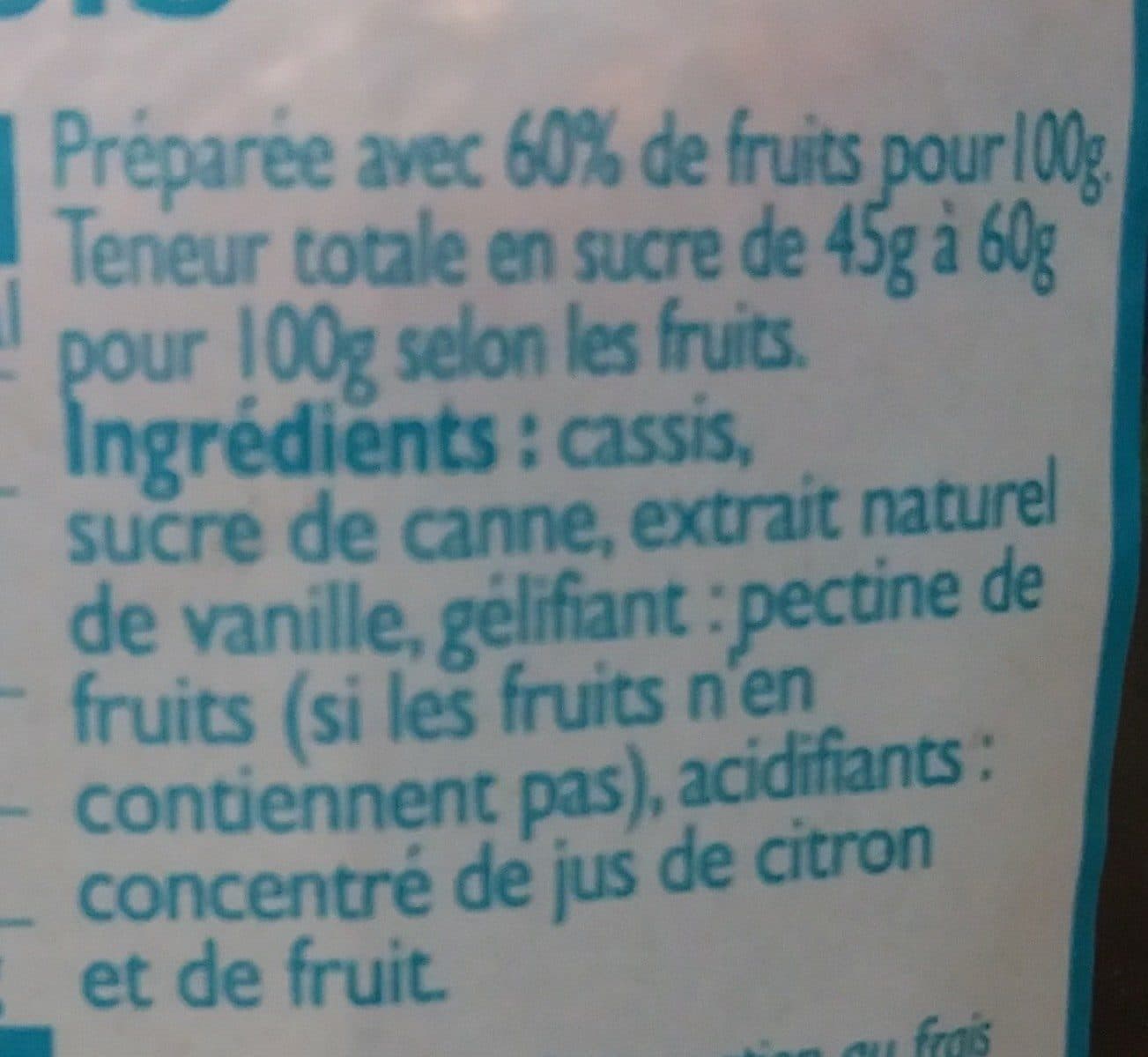 Open Food Facts Fruits Mijotés Au Sucre De Canne - Cassis packshot