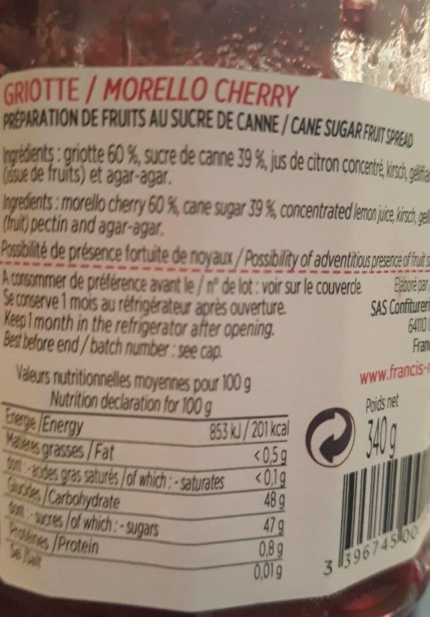 Francis Miot Fruits Mijotés Au Sucre De Canne - Griotte packshot